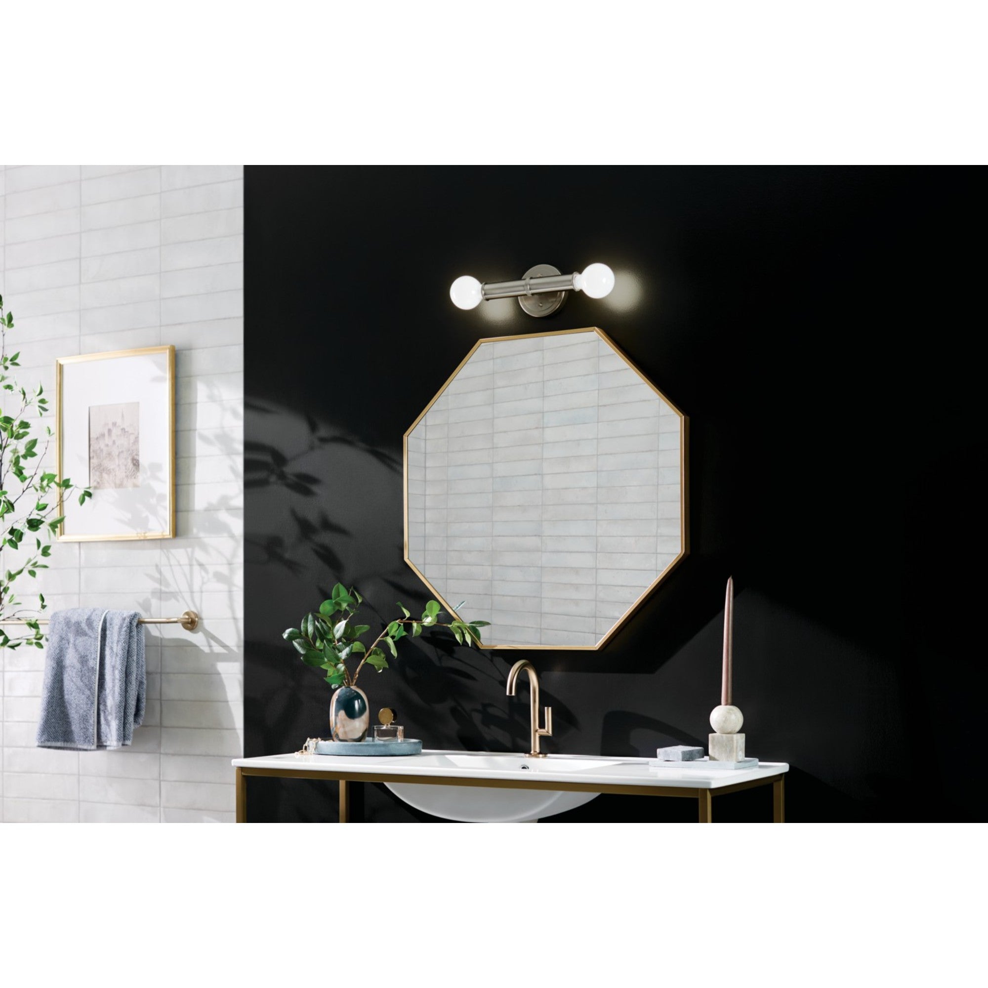 Torche 10" 2-Light Wall Sconce, Brushed Nickel Finish - Bees Lighting