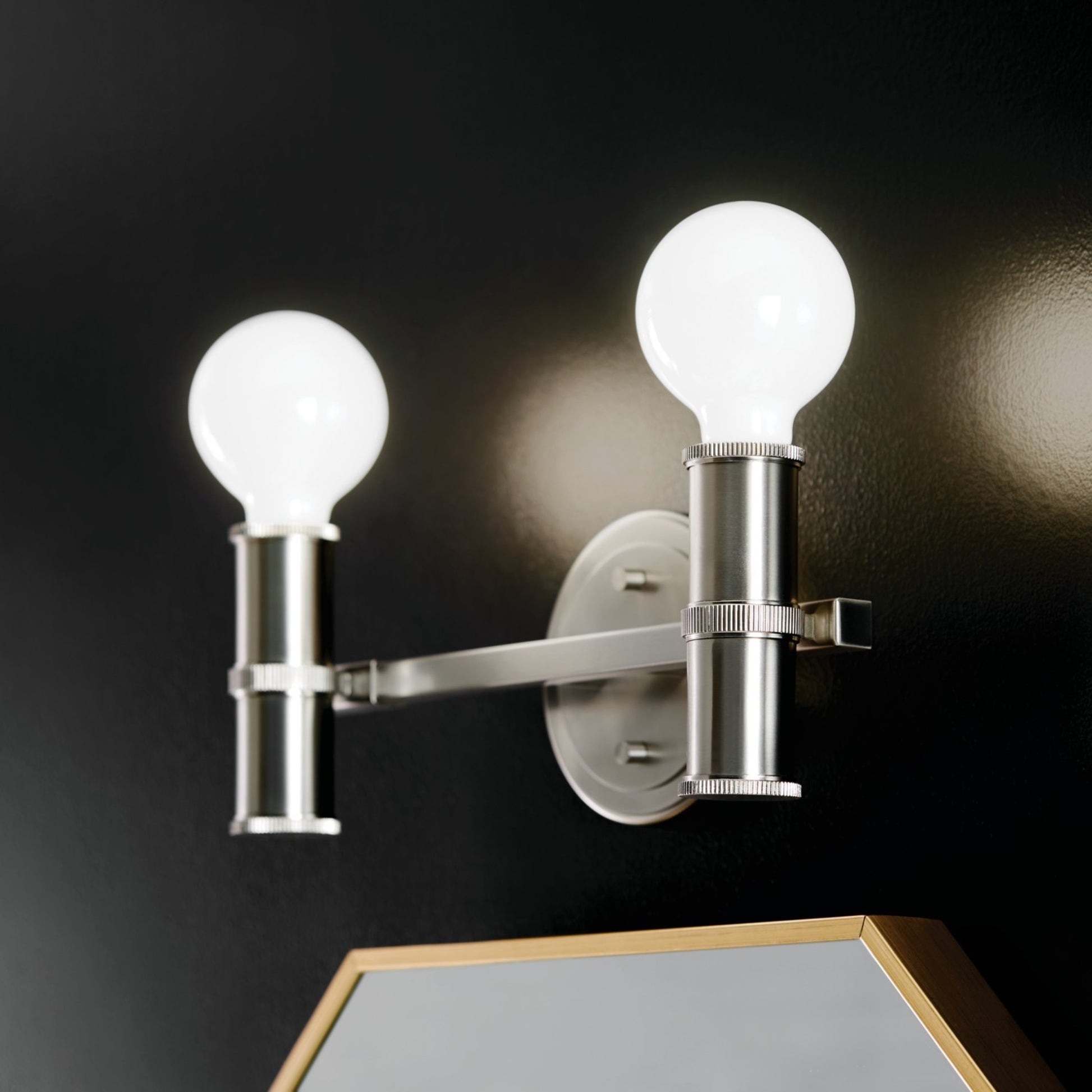 Torche 13" 2-Light Bath Vanity Light, Brushed Nickel Finish - Bees Lighting