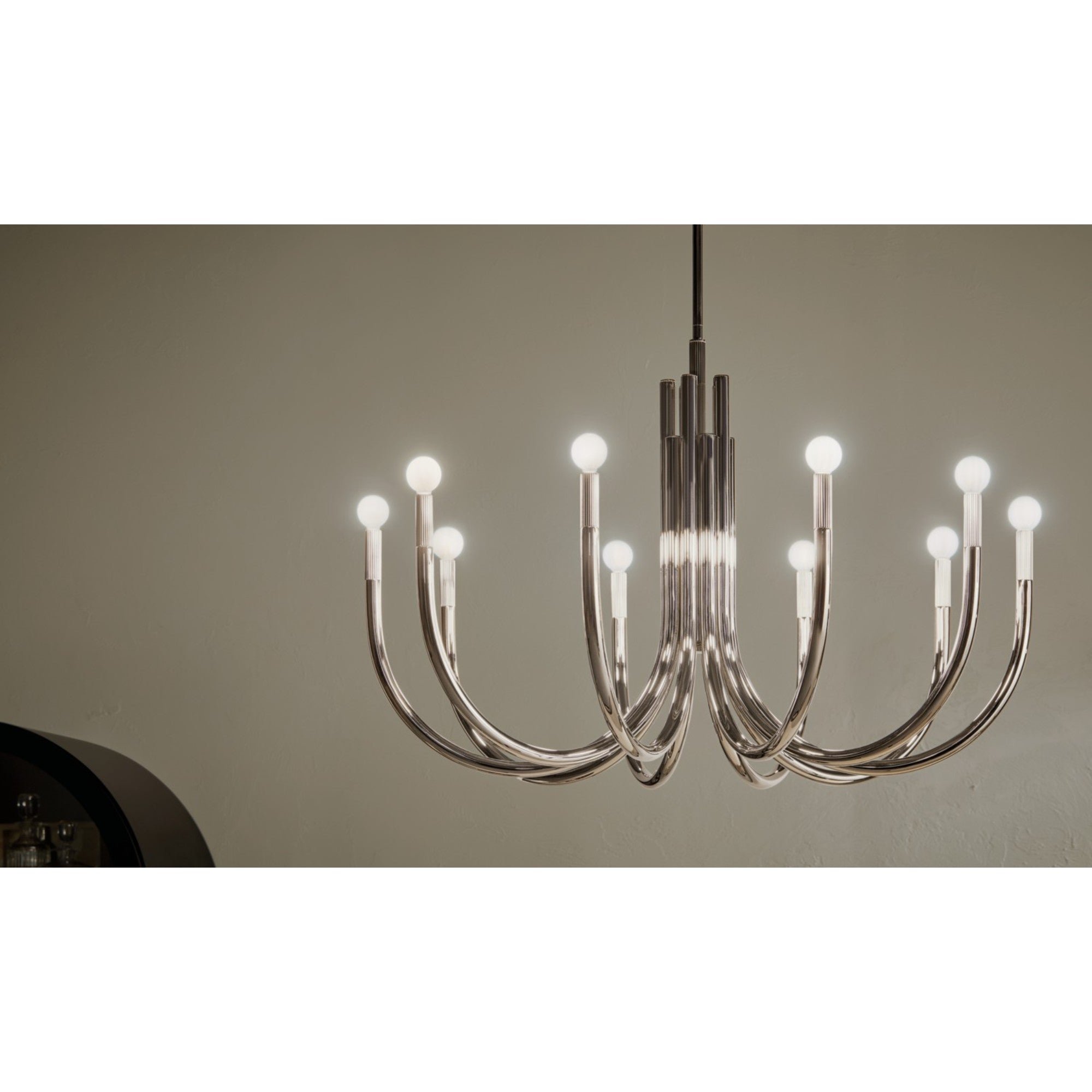 Odensa 40" 10-Light Chandelier, Polished Nickel Finish - Bees Lighting