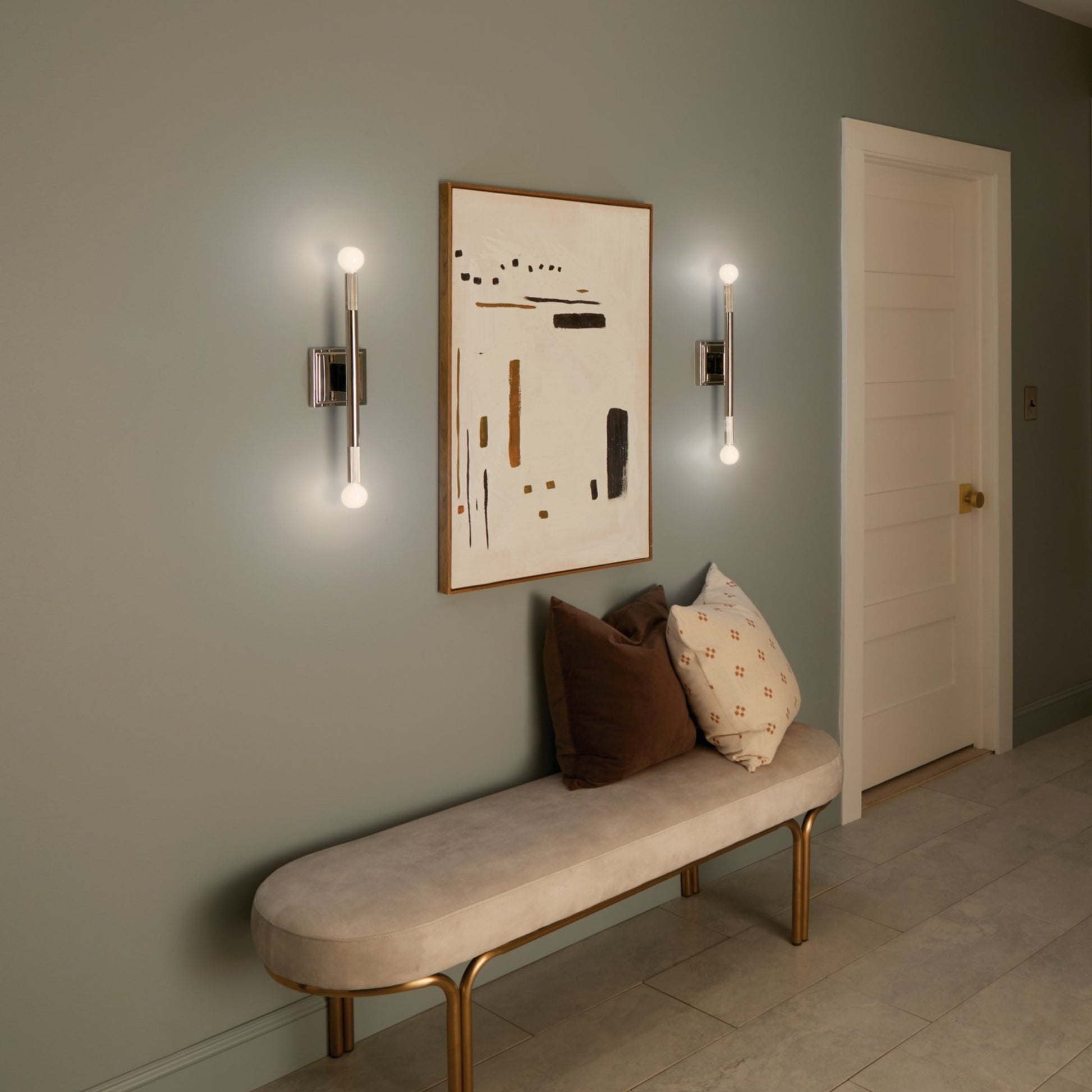 Odensa 17" 2-Light Wall Sconce, Polished Nickel Finish - Bees Lighting