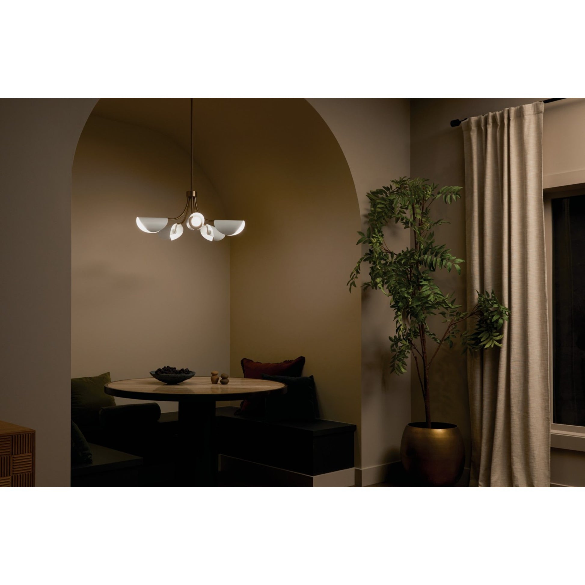 Arcus 29" 5-Light Chandelier, Champagne Bronze & White Finish - Bees Lighting