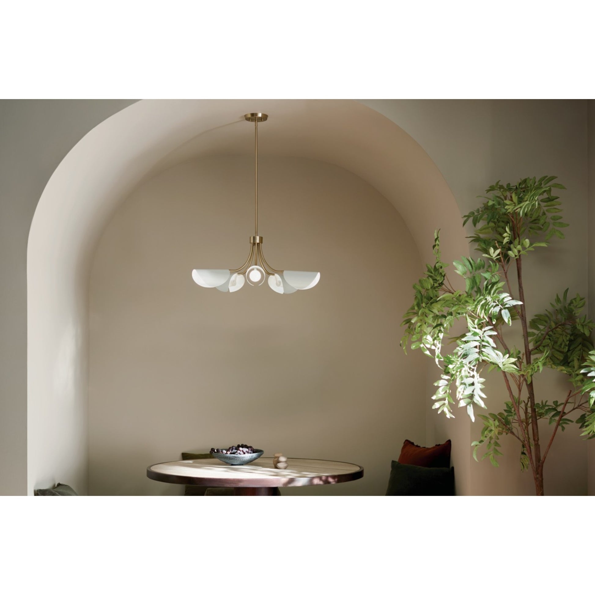 Arcus 29" 5-Light Chandelier, Champagne Bronze & White Finish - Bees Lighting