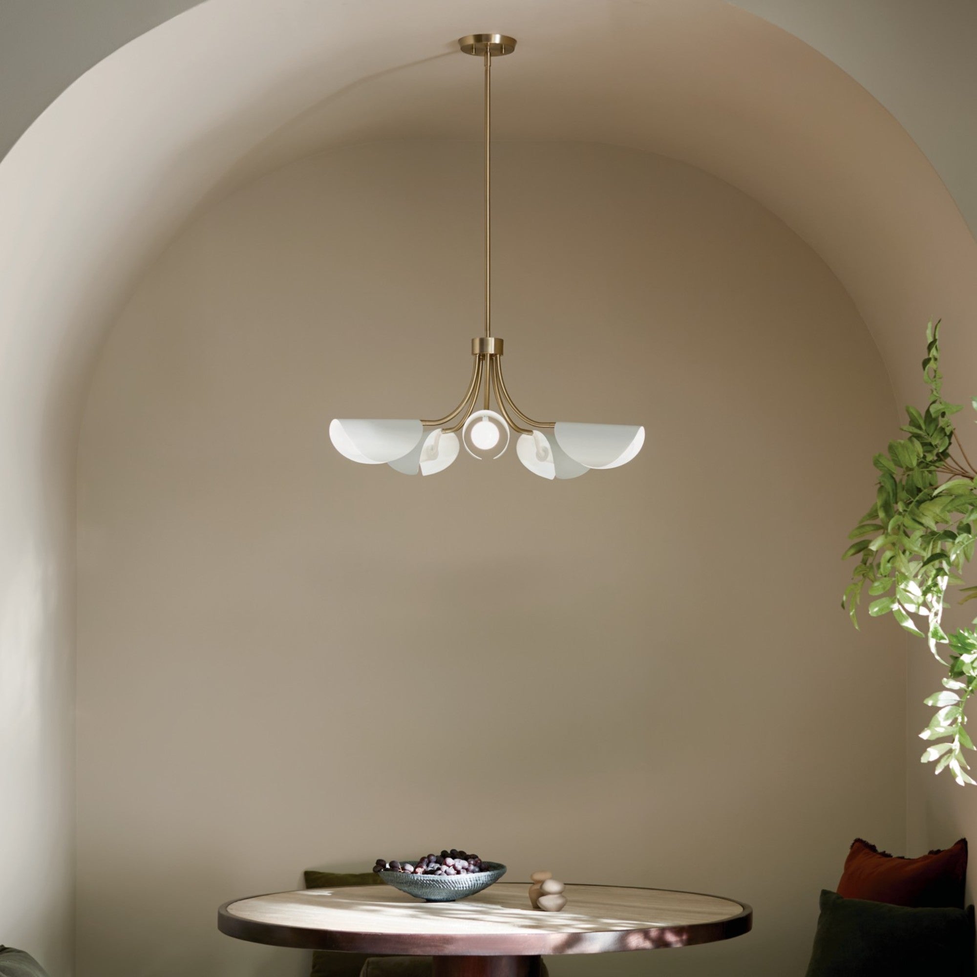 Arcus 29" 5-Light Chandelier, Champagne Bronze & White Finish - Bees Lighting