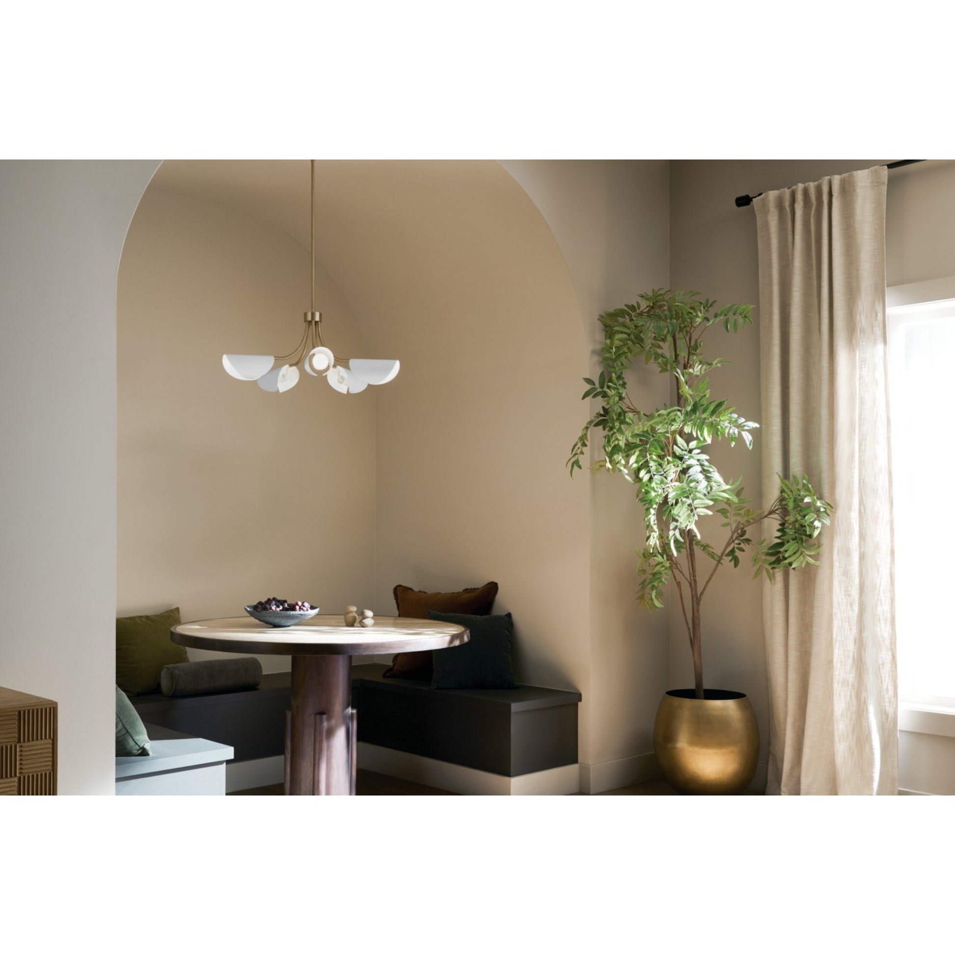 Arcus 29" 5-Light Chandelier, Champagne Bronze & White Finish - Bees Lighting