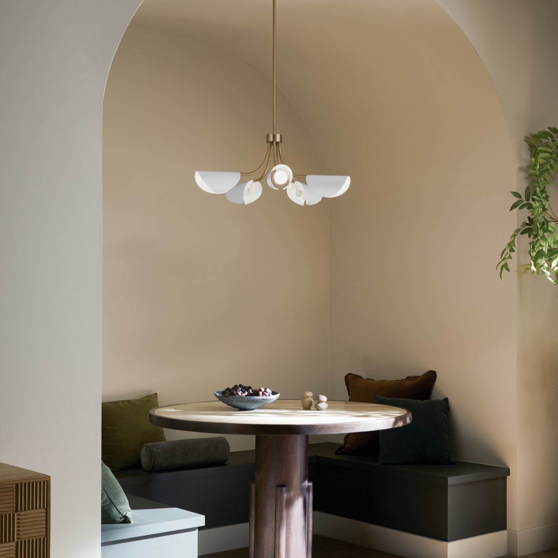 Arcus 29" 5-Light Chandelier, Champagne Bronze & White Finish - Bees Lighting