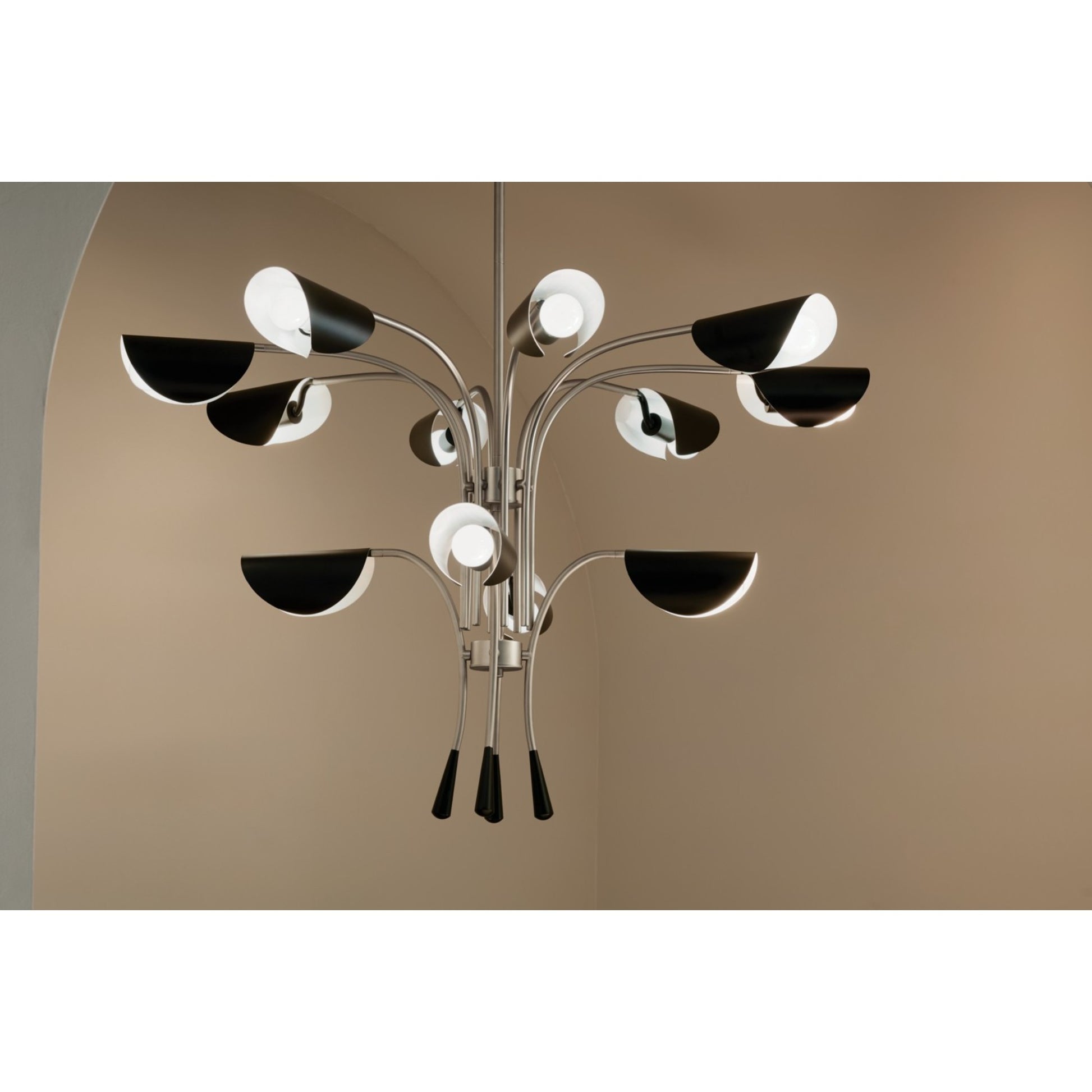 Arcus 46" 12-Light Chandelier, Satin Nickel Finish - Bees Lighting