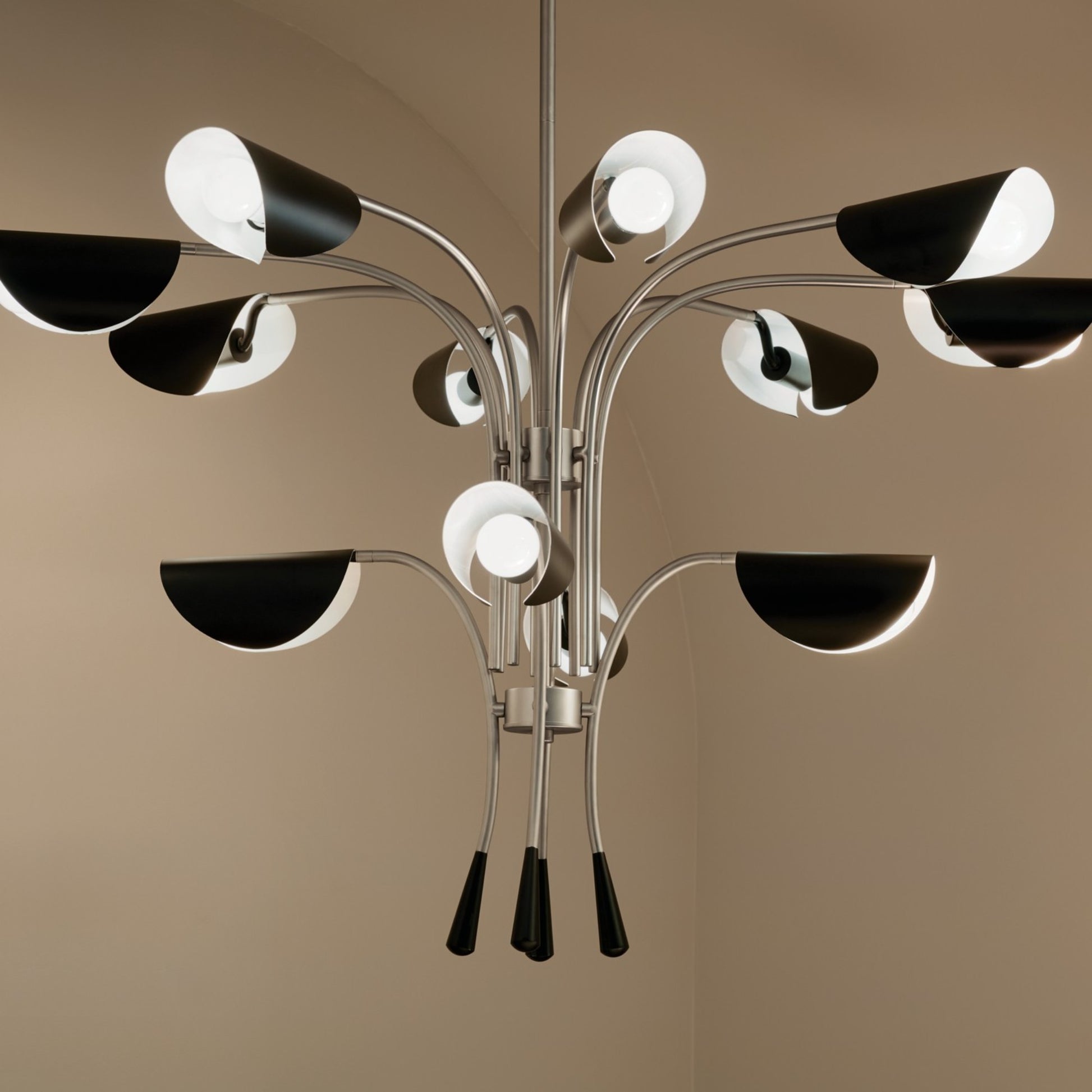 Arcus 46" 12-Light Chandelier, Satin Nickel Finish - Bees Lighting