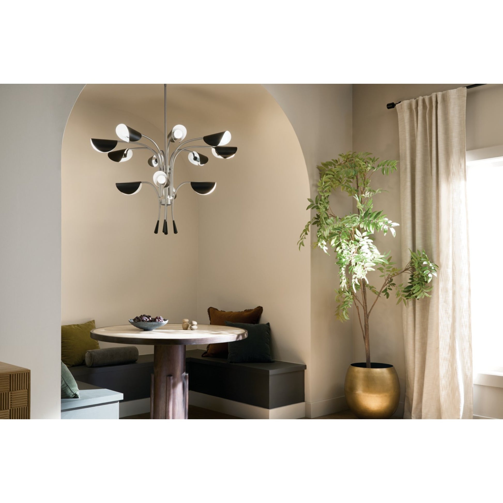 Arcus 46" 12-Light Chandelier, Satin Nickel Finish - Bees Lighting