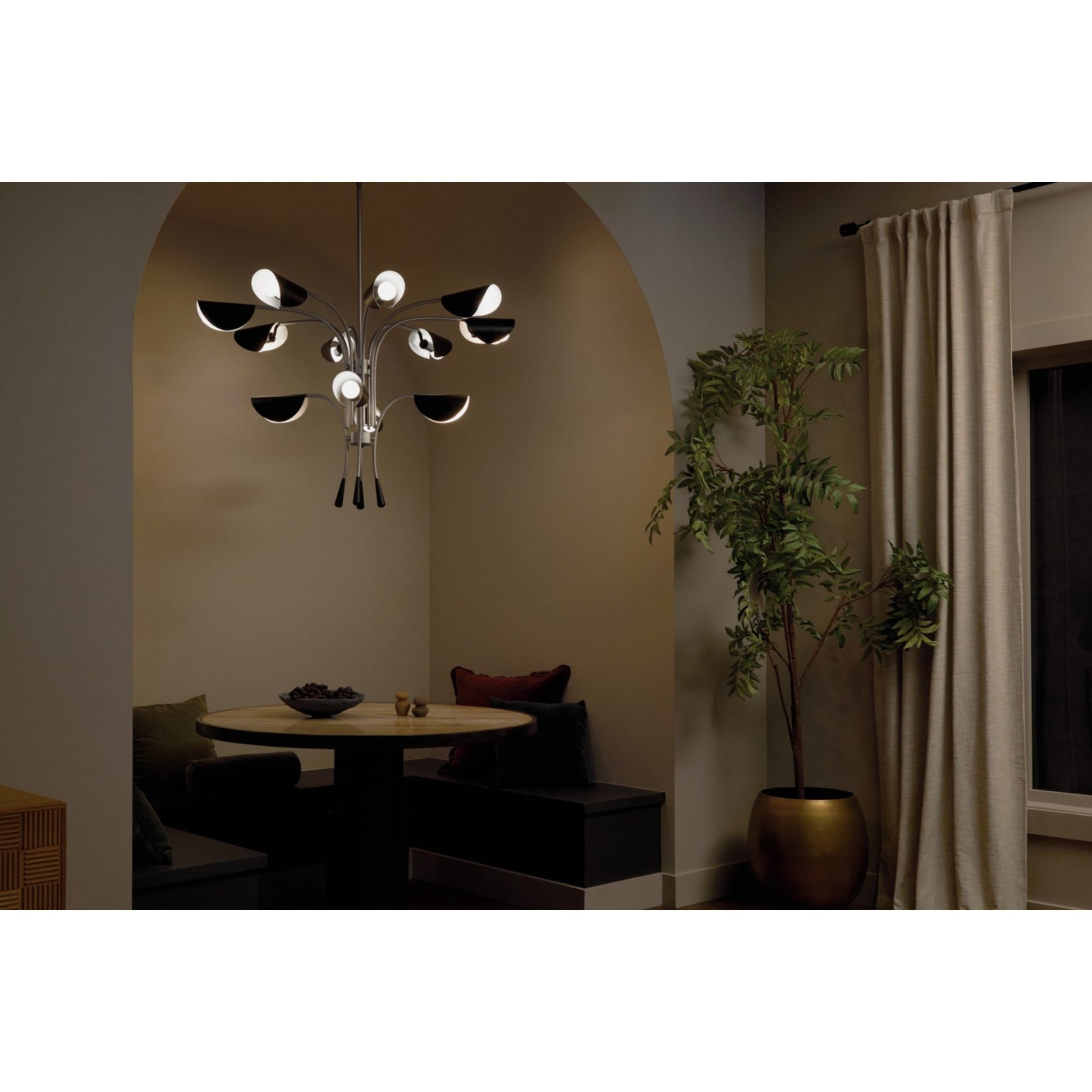 Arcus 46" 12-Light Chandelier, Satin Nickel Finish - Bees Lighting