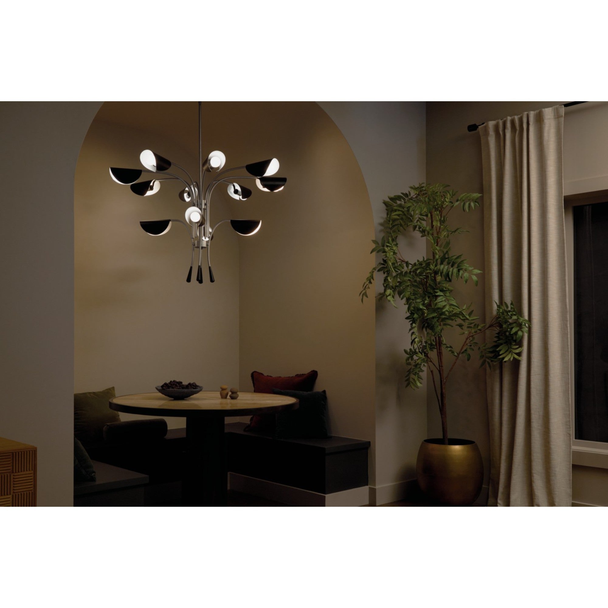 Arcus 46" 12-Light Chandelier, Satin Nickel Finish - Bees Lighting