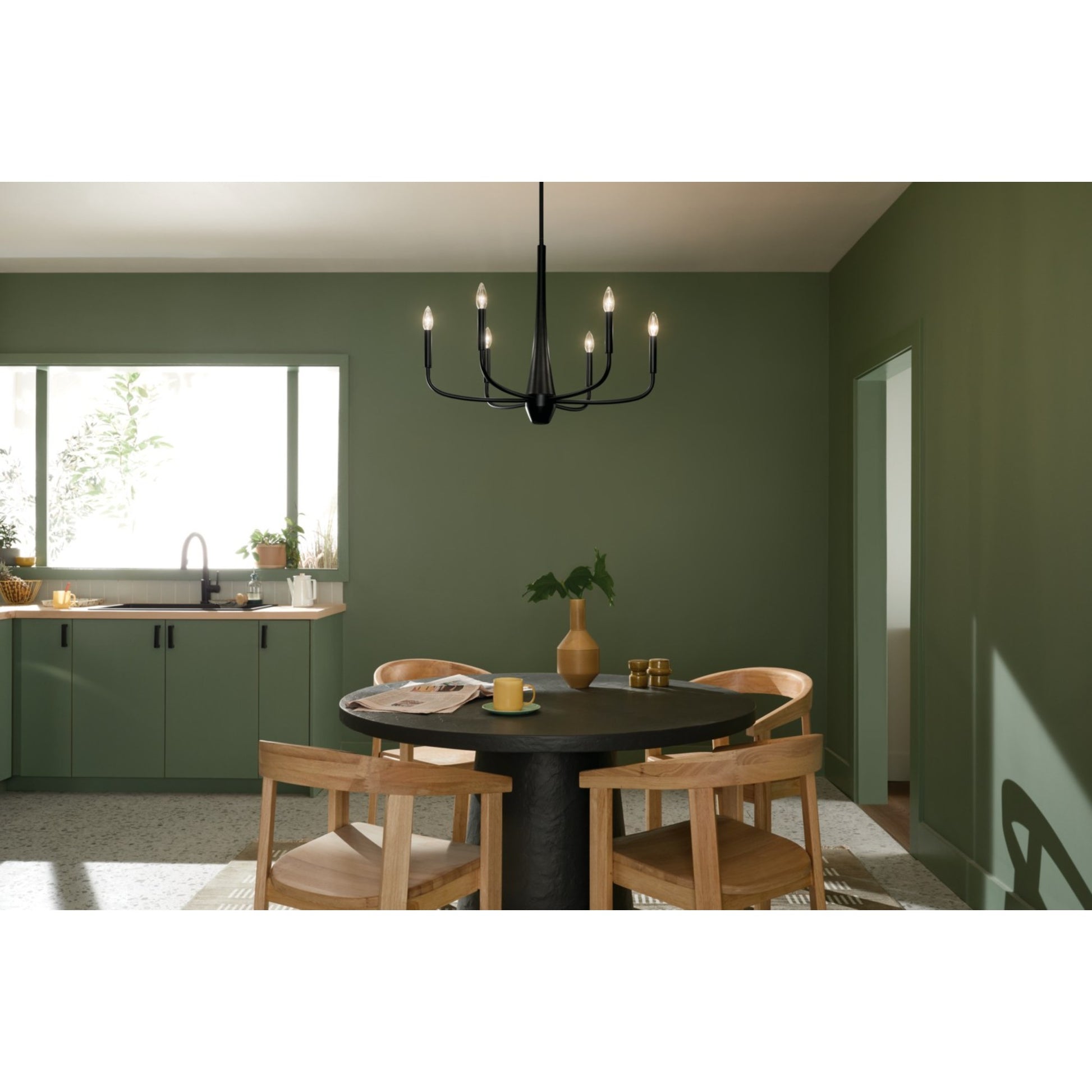 Deela 28" 6-Light Chandelier, Black Finish - Bees Lighting