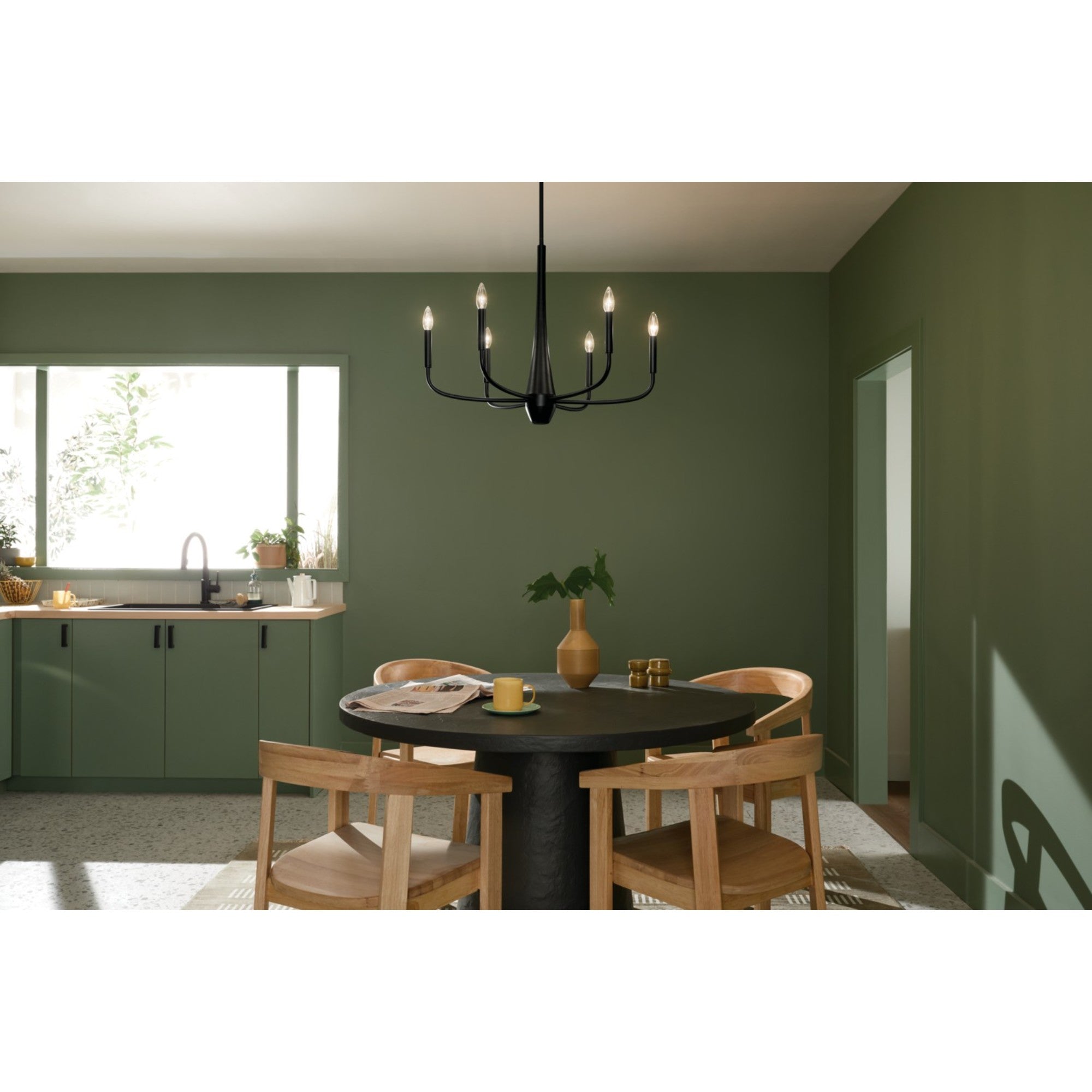 Deela 28" 6-Light Chandelier, Black Finish - Bees Lighting