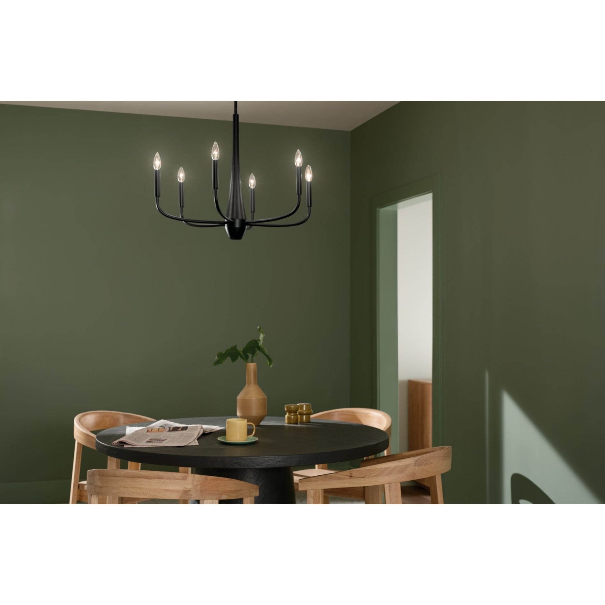 Deela 28" 6-Light Chandelier, Black Finish - Bees Lighting