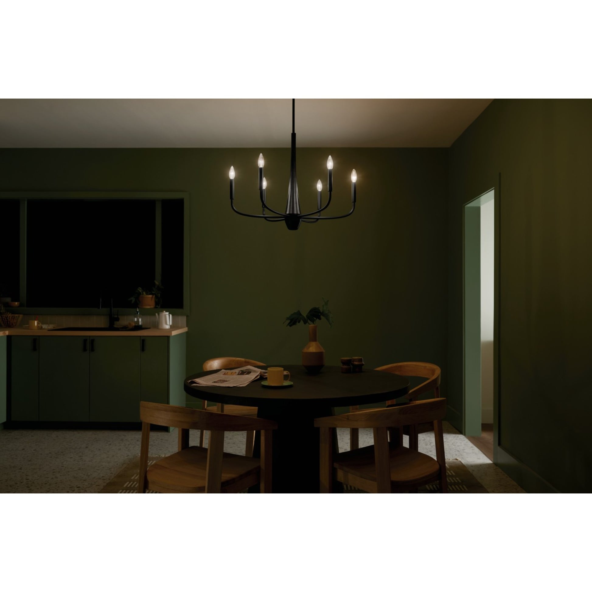 Deela 28" 6-Light Chandelier, Black Finish - Bees Lighting