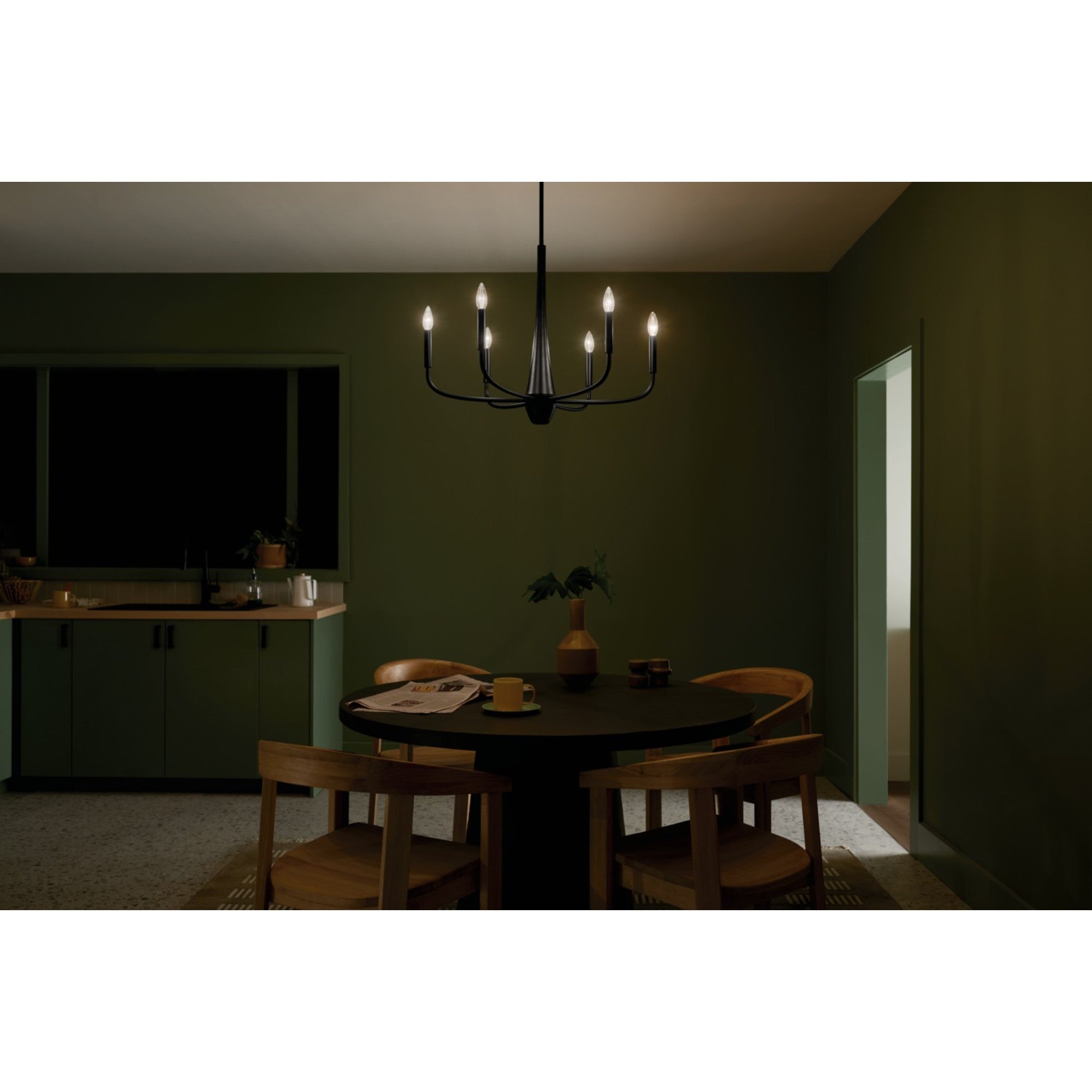 Deela 28" 6-Light Chandelier, Black Finish - Bees Lighting
