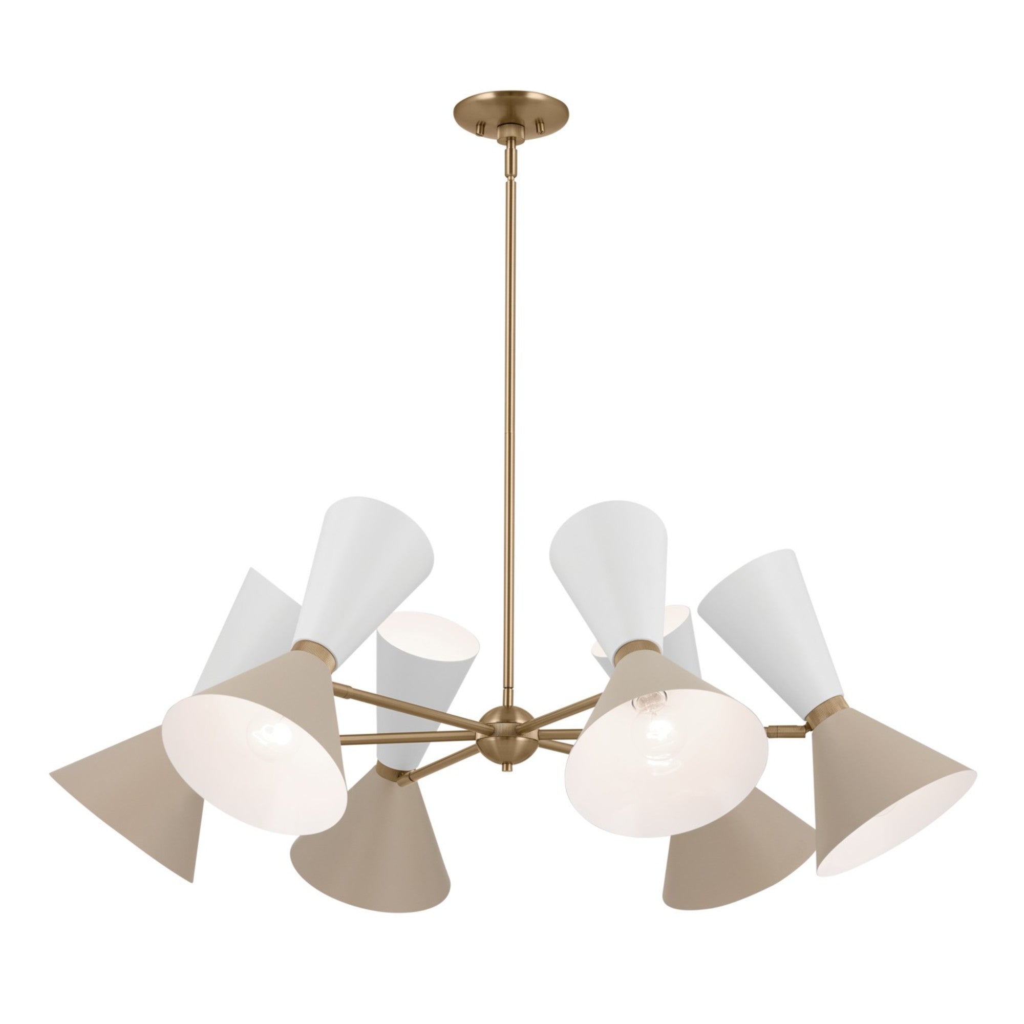 Phix 39" 12-Light Chandelier, Champagne Bronze & Greige Finish - Bees Lighting