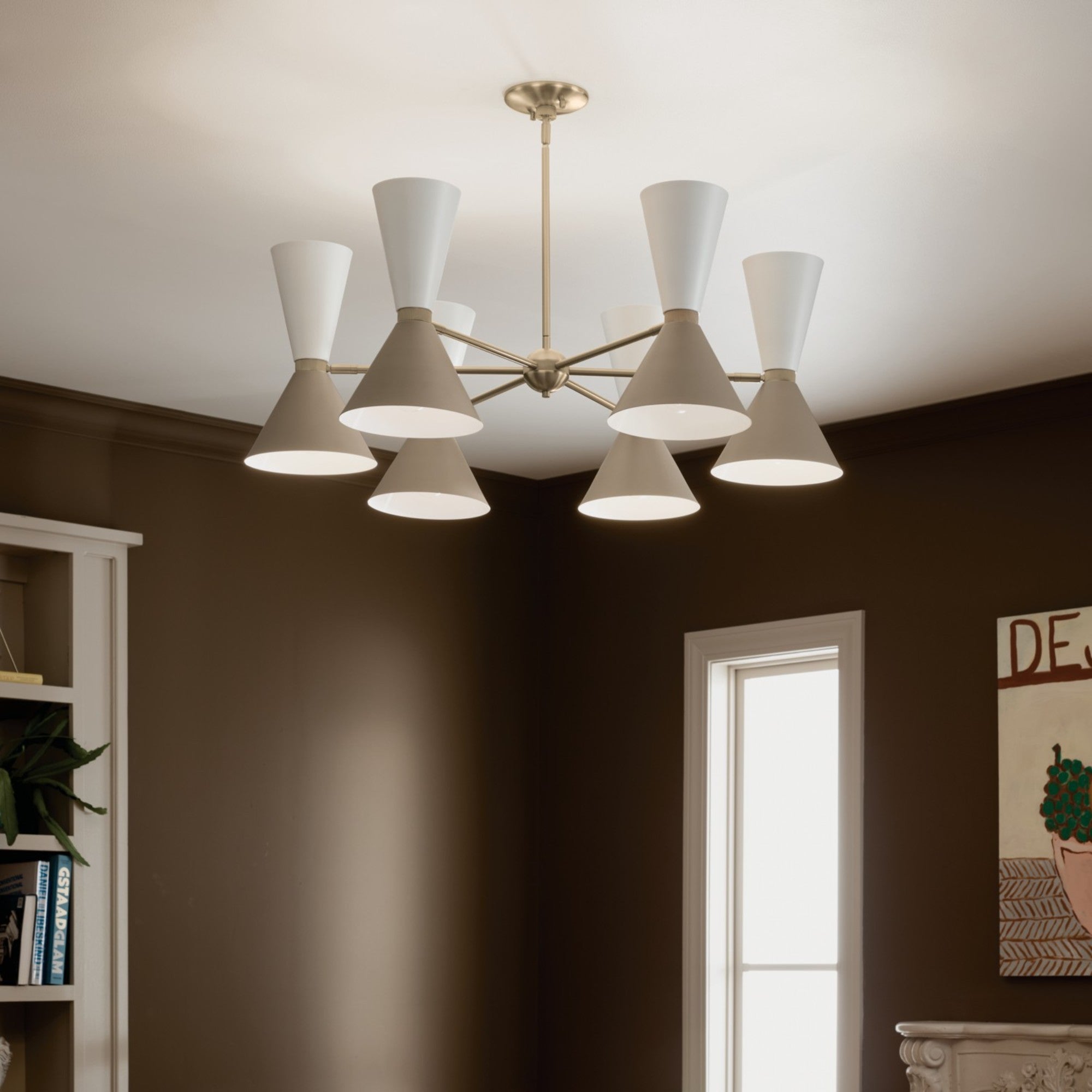 Phix 39" 12-Light Chandelier, Champagne Bronze & Greige Finish - Bees Lighting