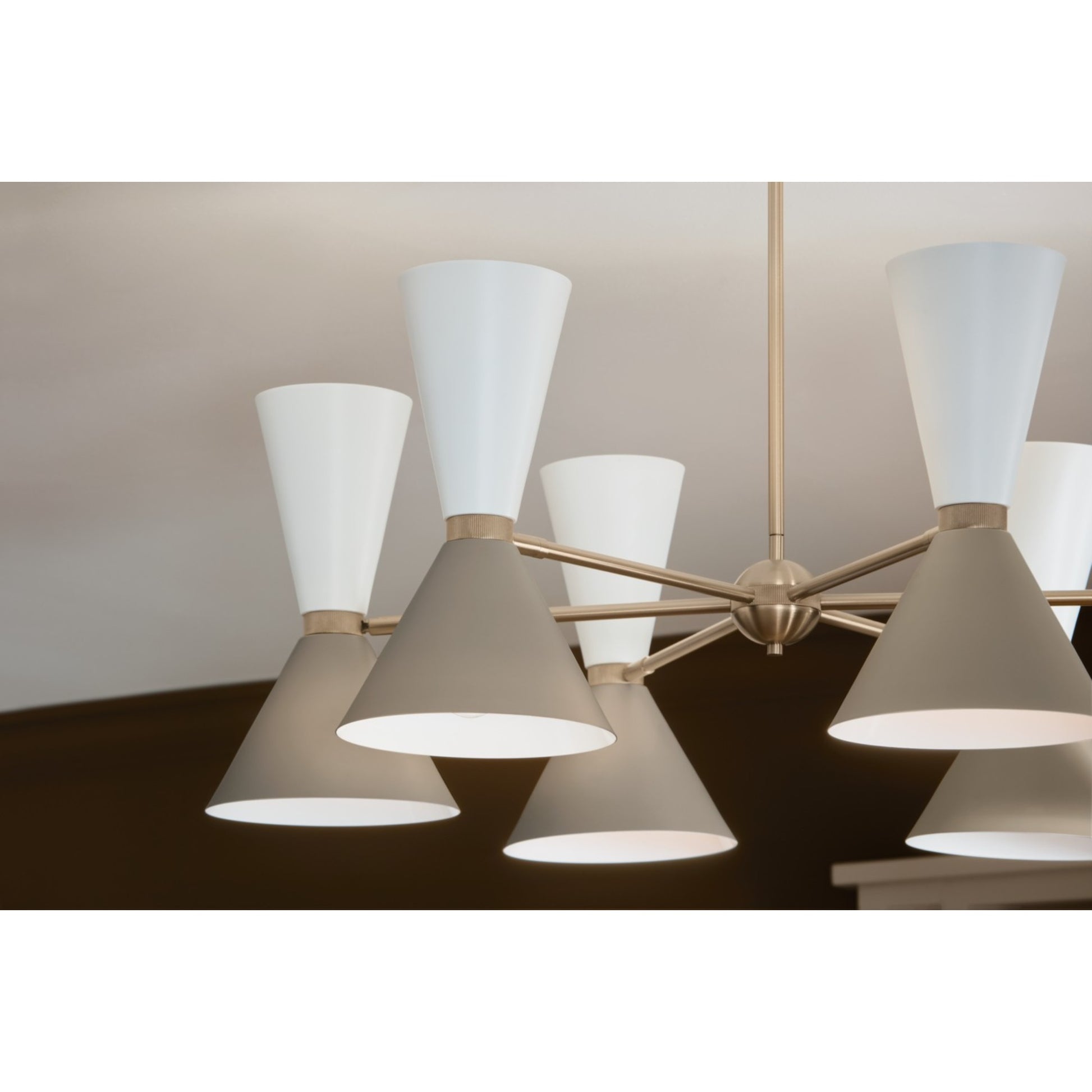 Phix 39" 12-Light Chandelier, Champagne Bronze & Greige Finish - Bees Lighting