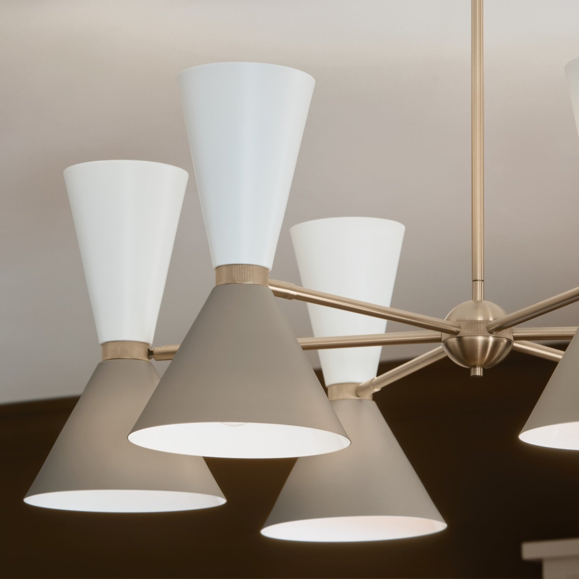 Phix 39" 12-Light Chandelier, Champagne Bronze & Greige Finish - Bees Lighting
