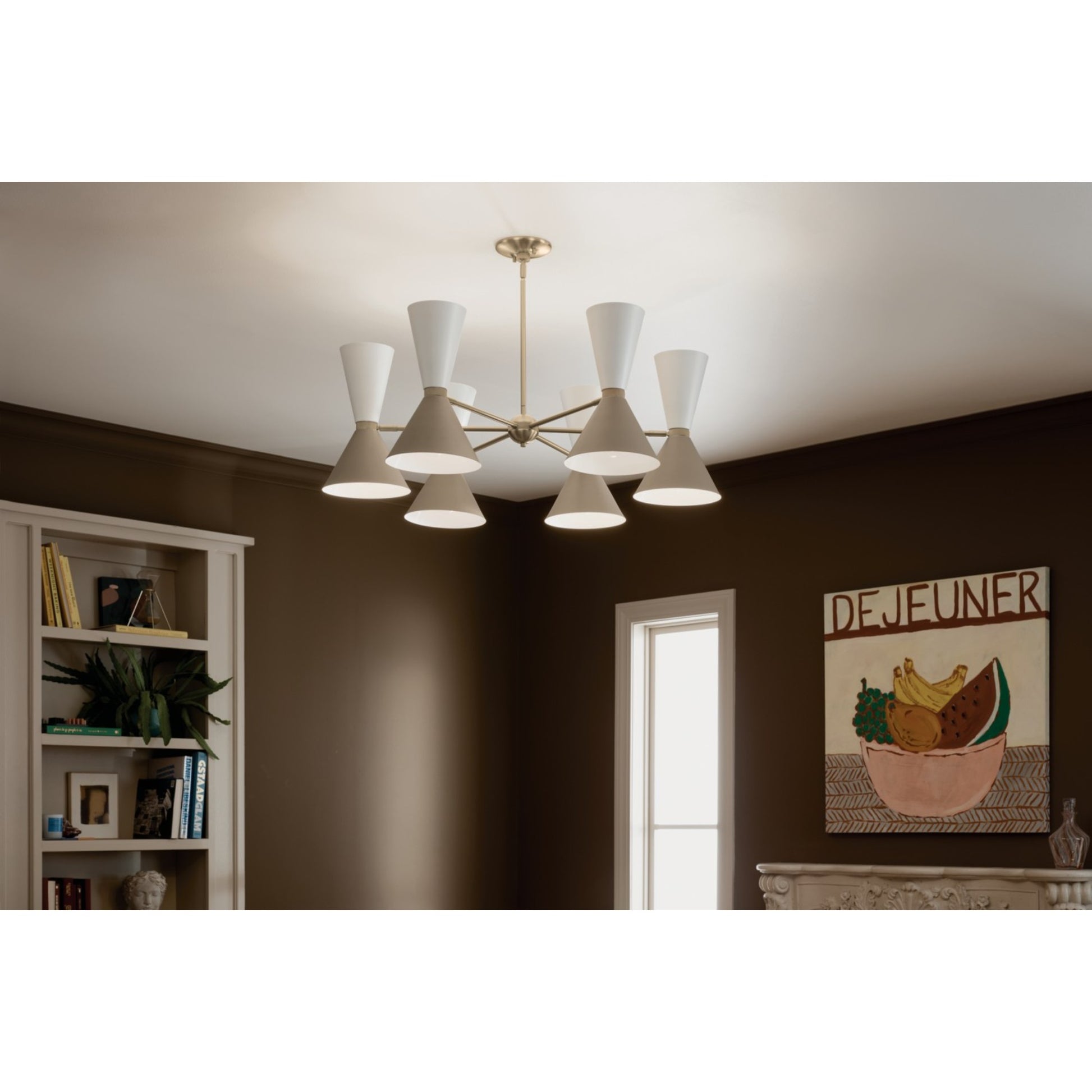 Phix 39" 12-Light Chandelier, Champagne Bronze & Greige Finish - Bees Lighting