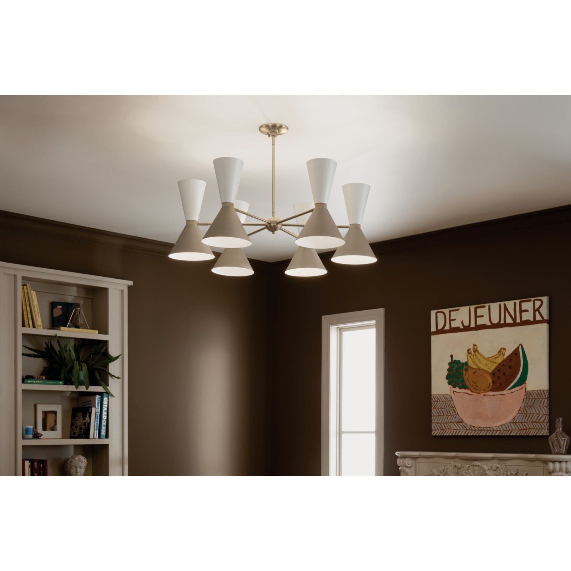 Phix 39" 12-Light Chandelier, Champagne Bronze & Greige Finish - Bees Lighting
