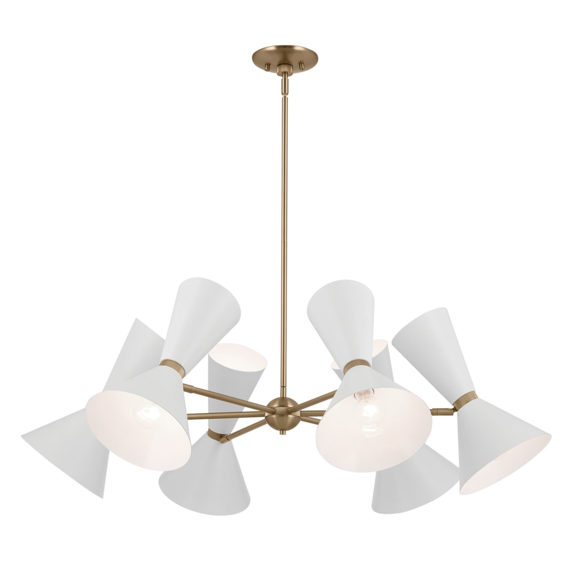 Phix 39" 12-Light Chandelier, Champagne Bronze & White Finish - Bees Lighting