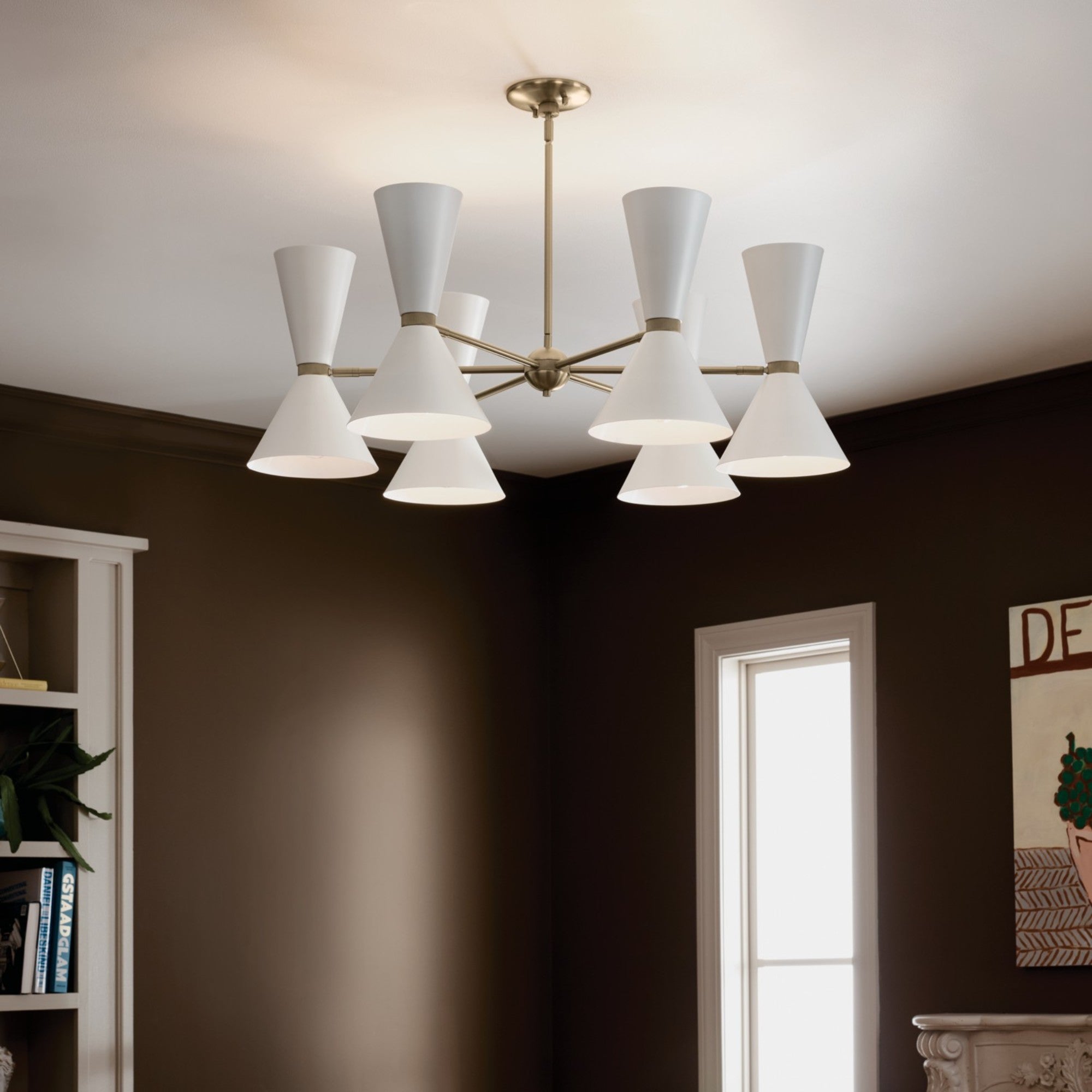Phix 39" 12-Light Chandelier, Champagne Bronze & White Finish - Bees Lighting