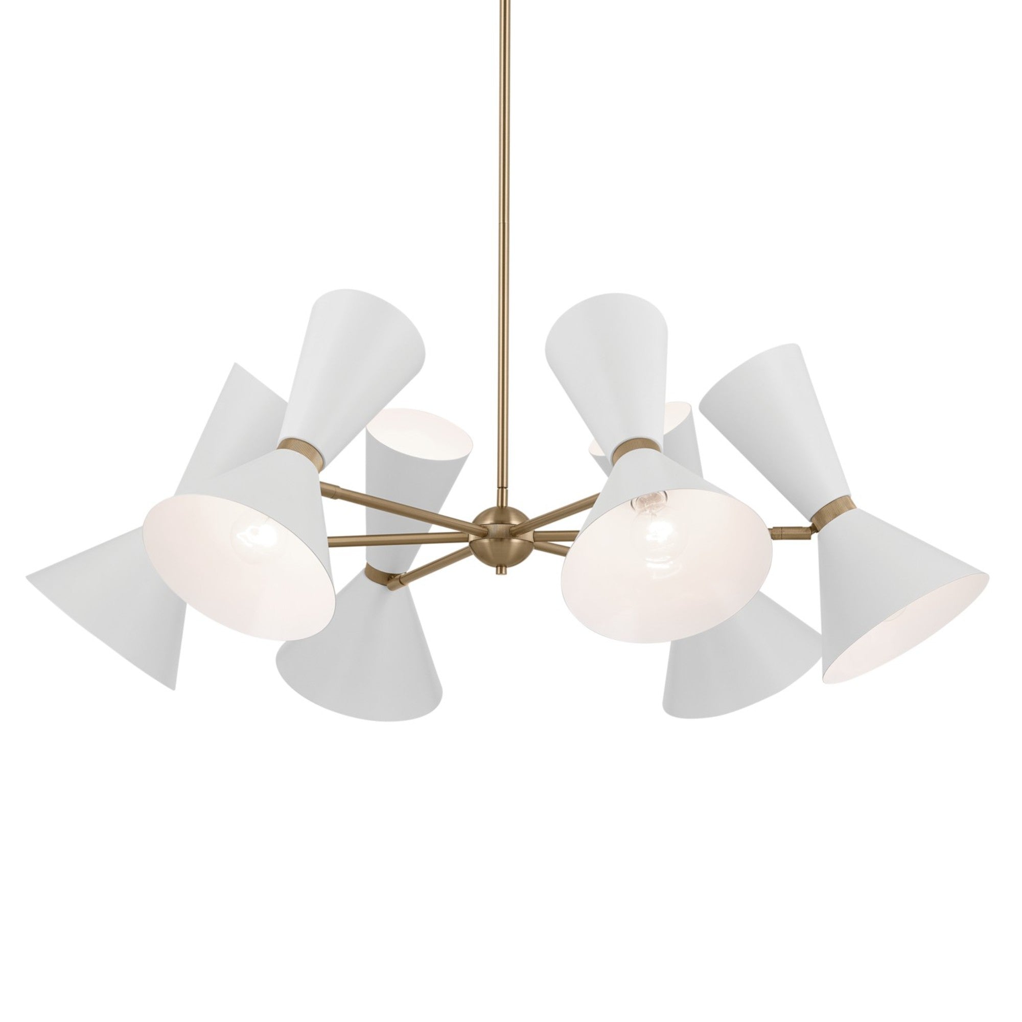 Phix 39" 12-Light Chandelier, Champagne Bronze & White Finish - Bees Lighting