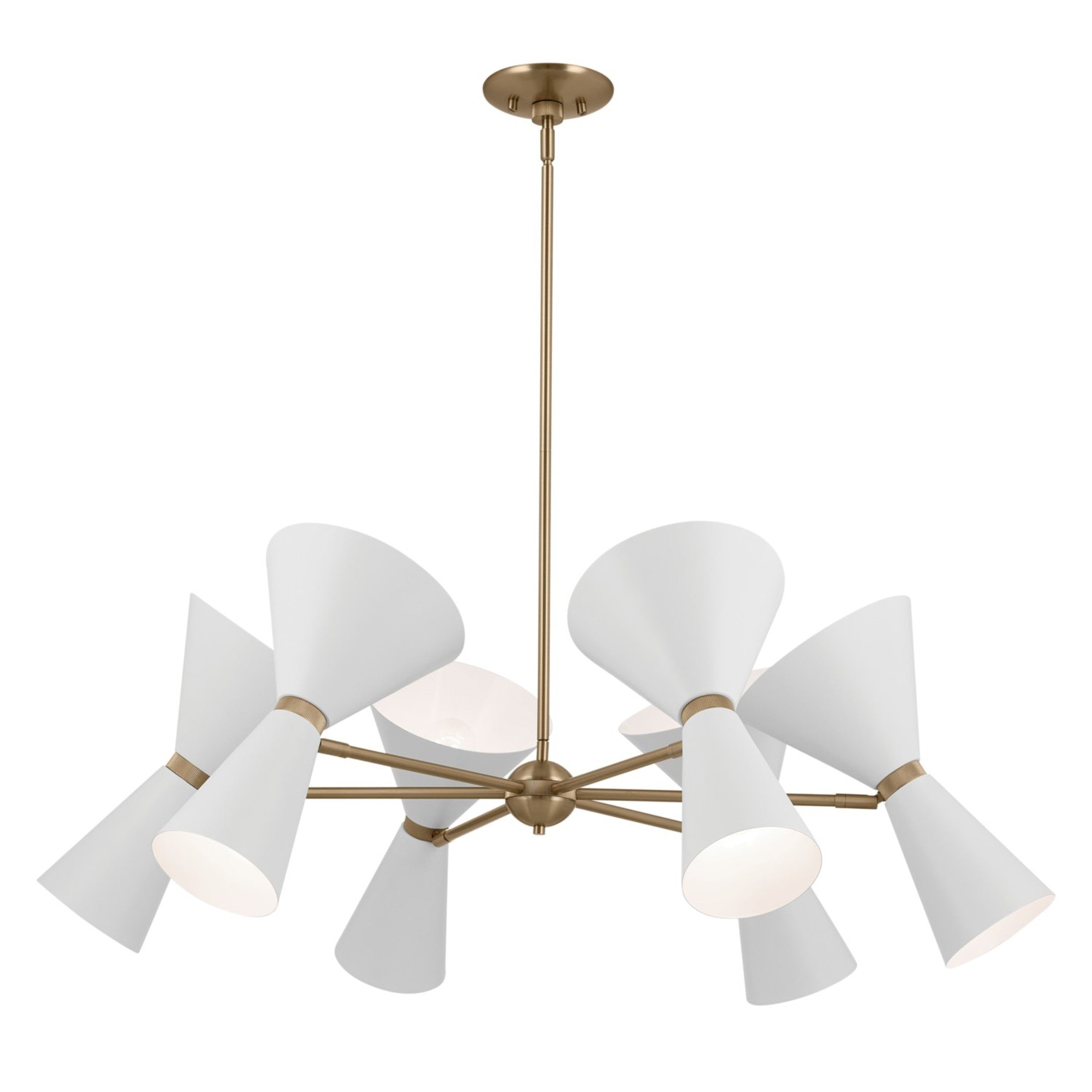 Phix 39" 12-Light Chandelier, Champagne Bronze & White Finish - Bees Lighting