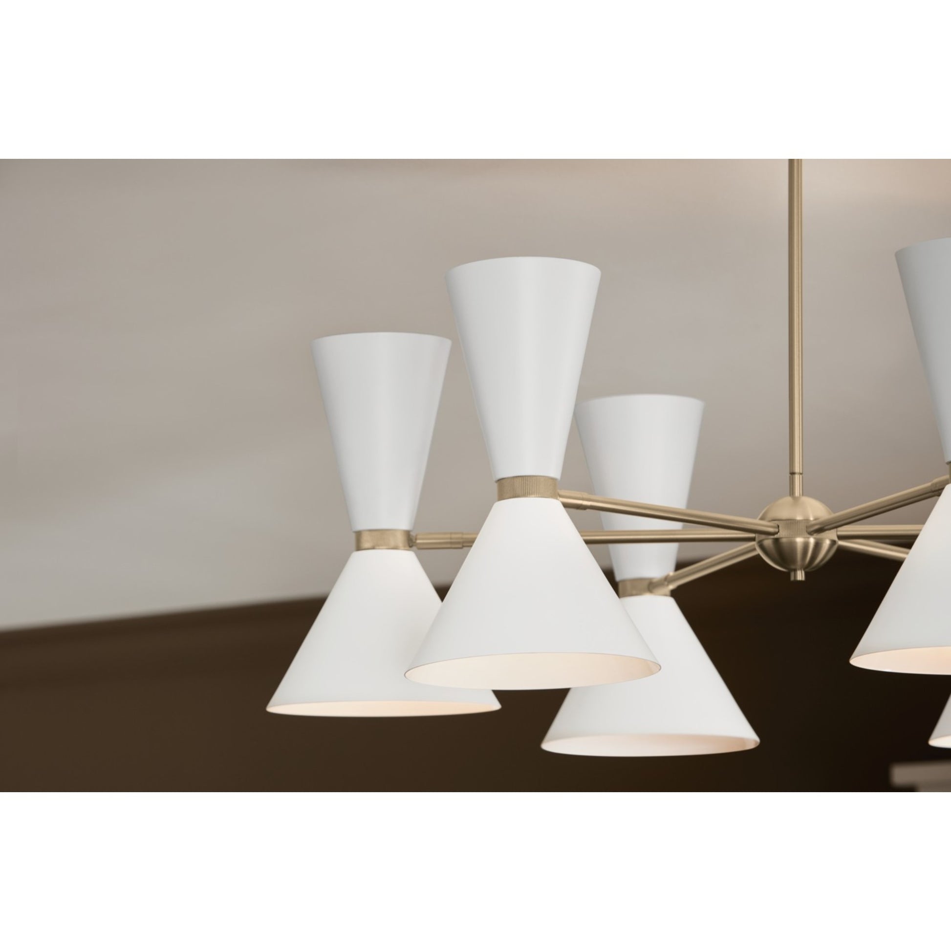 Phix 39" 12-Light Chandelier, Champagne Bronze & White Finish - Bees Lighting