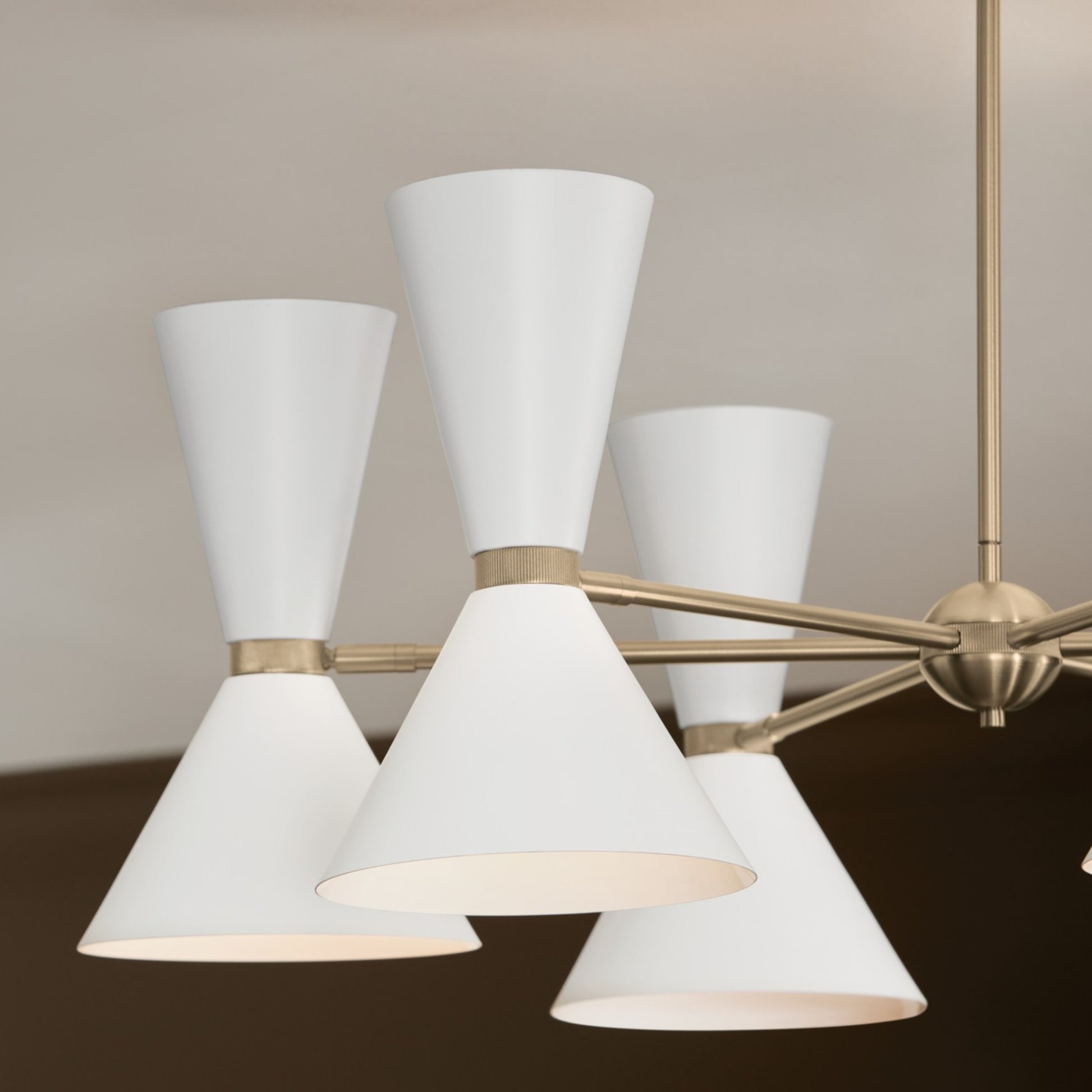 Phix 39" 12-Light Chandelier, Champagne Bronze & White Finish - Bees Lighting