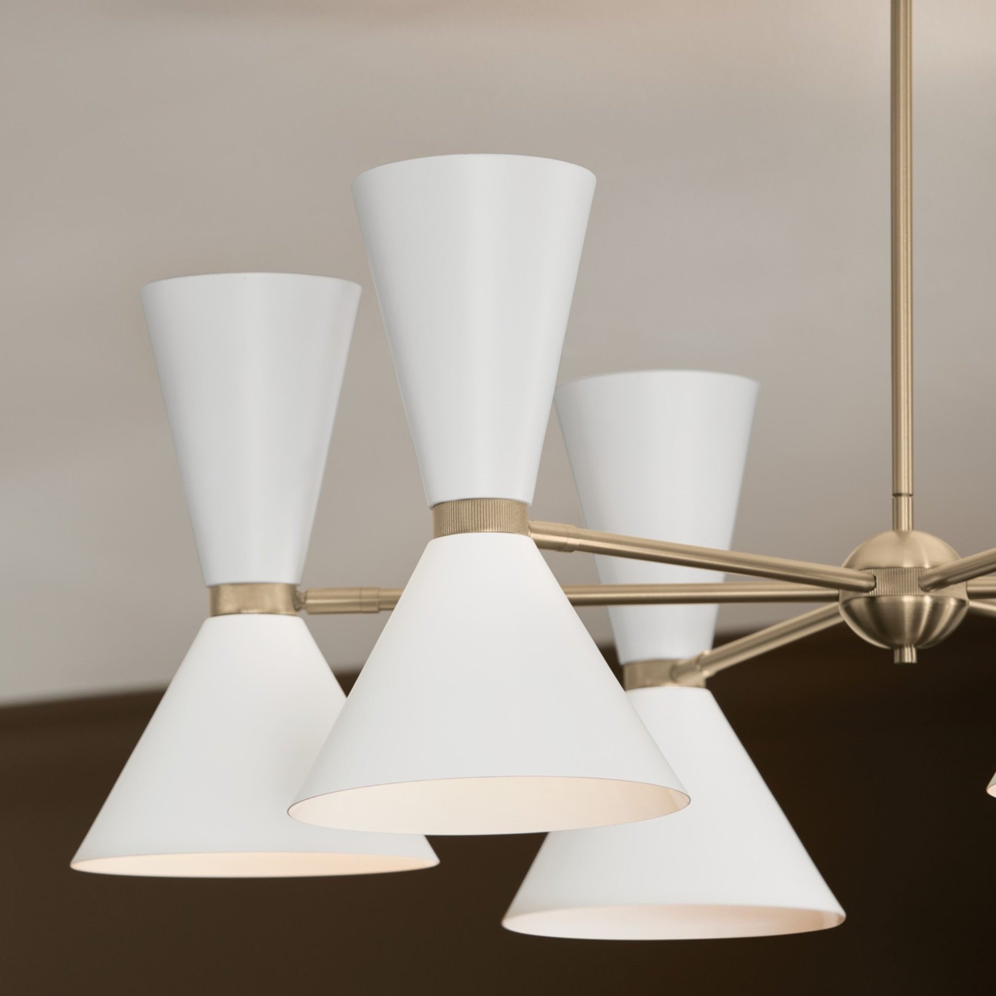 Phix 39" 12-Light Chandelier, Champagne Bronze & White Finish - Bees Lighting