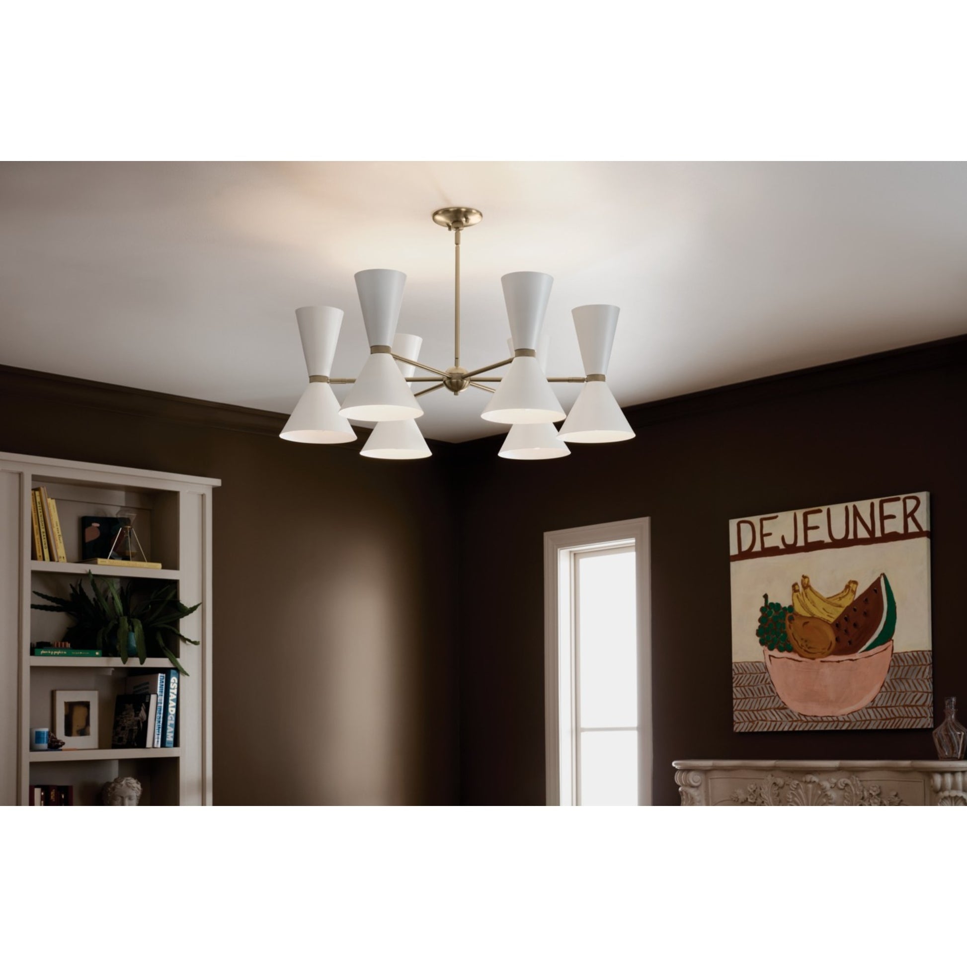 Phix 39" 12-Light Chandelier, Champagne Bronze & White Finish - Bees Lighting