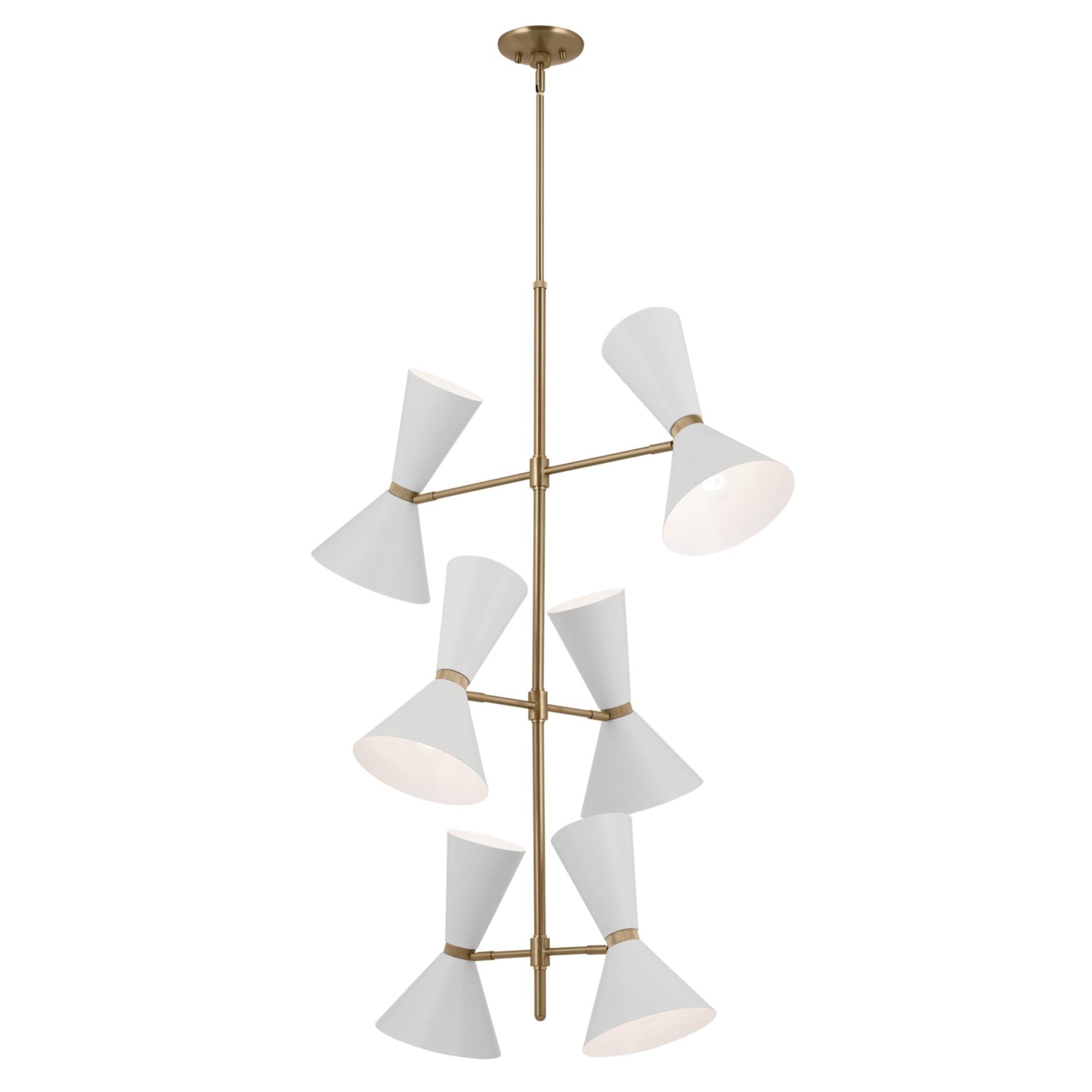 Phix 33" 12-Light Foyer Chandelier, Champagne Bronze & White Finish - Bees Lighting