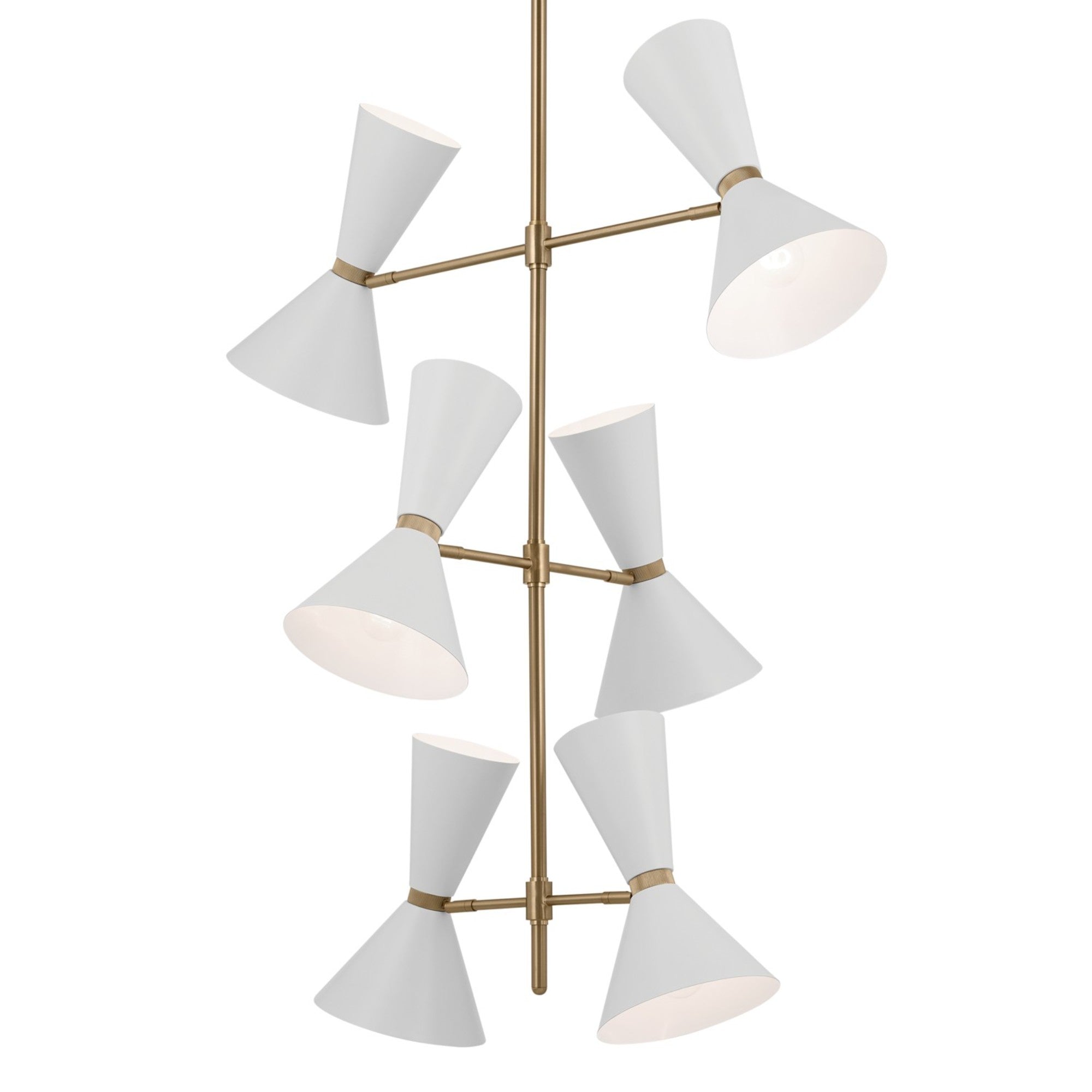 Phix 33" 12-Light Foyer Chandelier, Champagne Bronze & White Finish - Bees Lighting