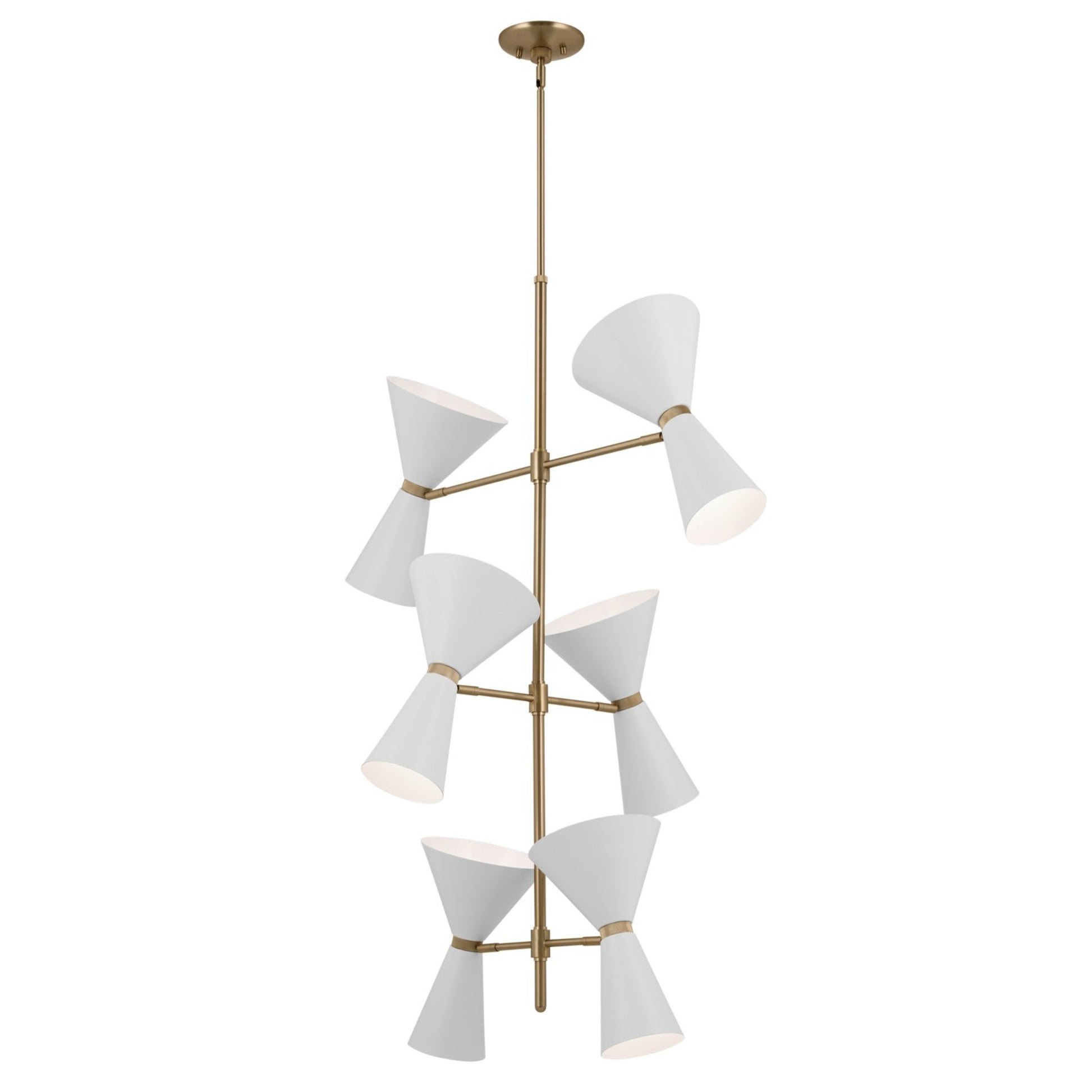 Phix 33" 12-Light Foyer Chandelier, Champagne Bronze & White Finish - Bees Lighting