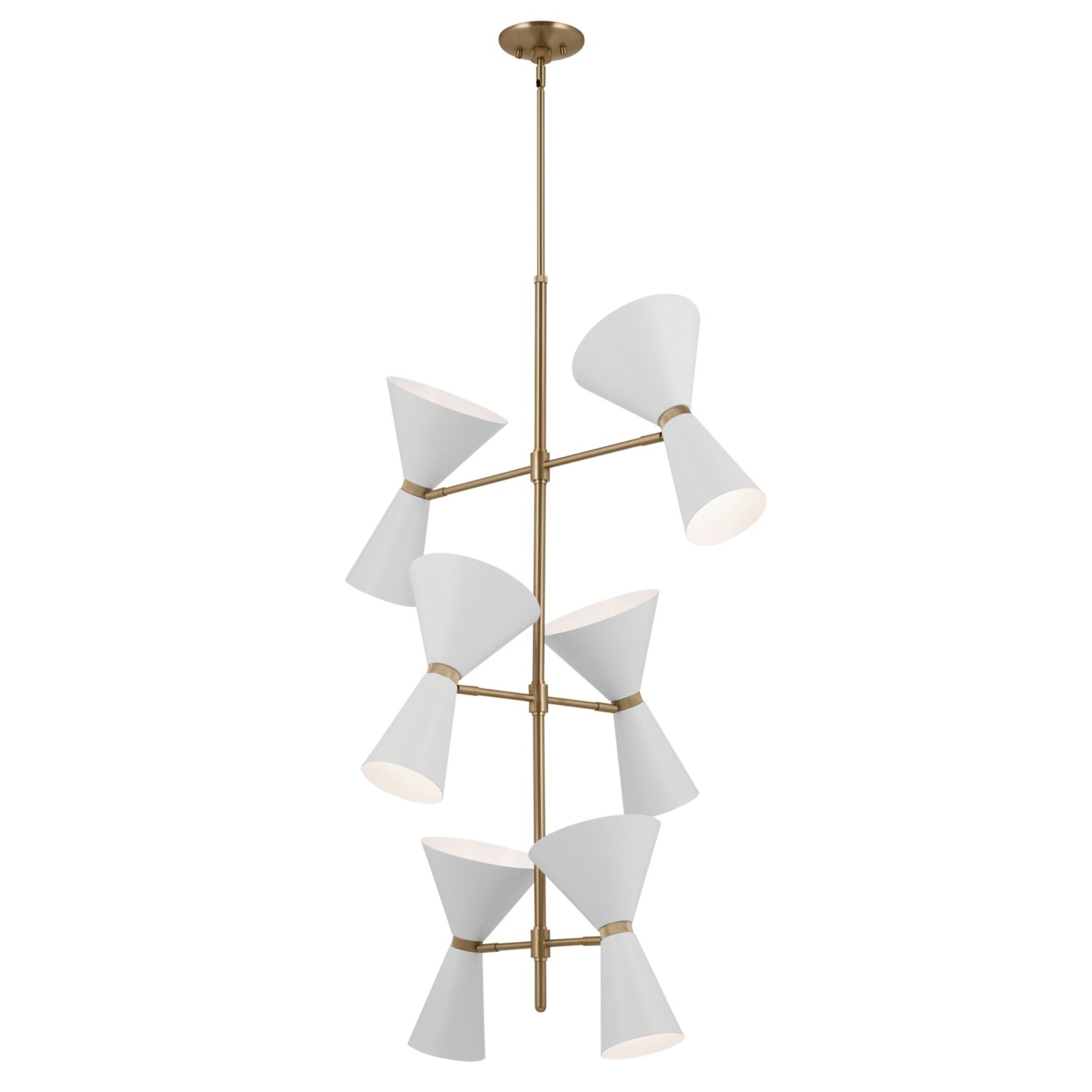 Phix 33" 12-Light Foyer Chandelier, Champagne Bronze & White Finish - Bees Lighting