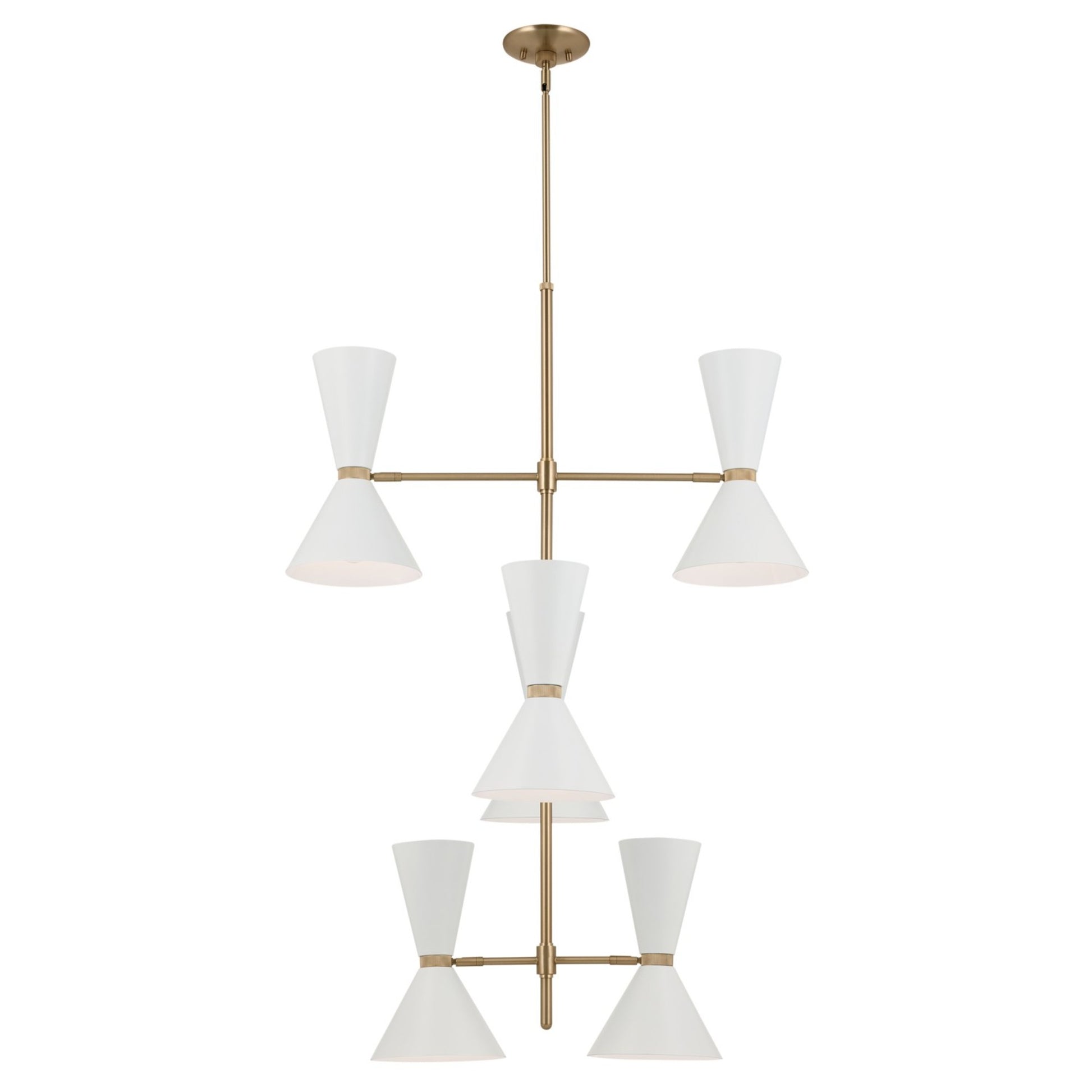 Phix 33" 12-Light Foyer Chandelier, Champagne Bronze & White Finish - Bees Lighting