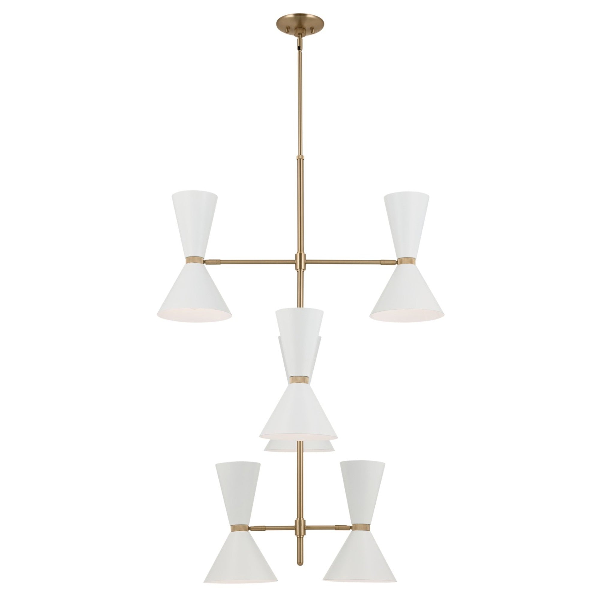 Phix 33" 12-Light Foyer Chandelier, Champagne Bronze & White Finish - Bees Lighting