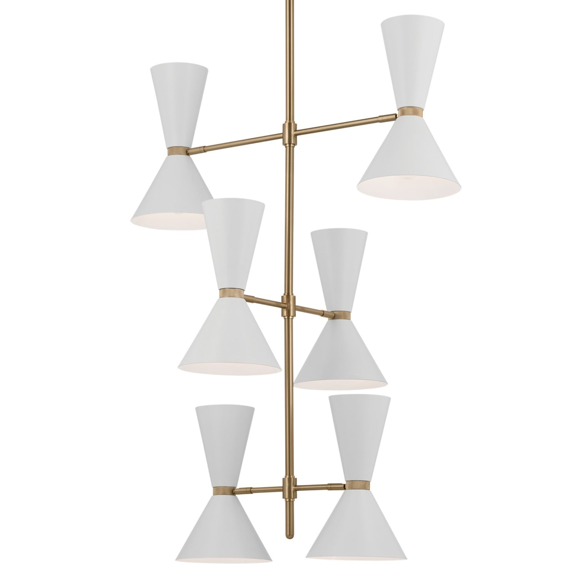 Phix 33" 12-Light Foyer Chandelier, Champagne Bronze & White Finish - Bees Lighting