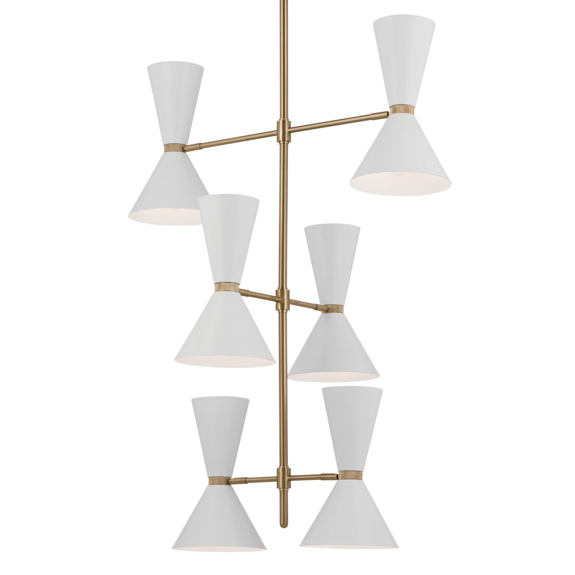 Phix 33" 12-Light Foyer Chandelier, Champagne Bronze & White Finish - Bees Lighting