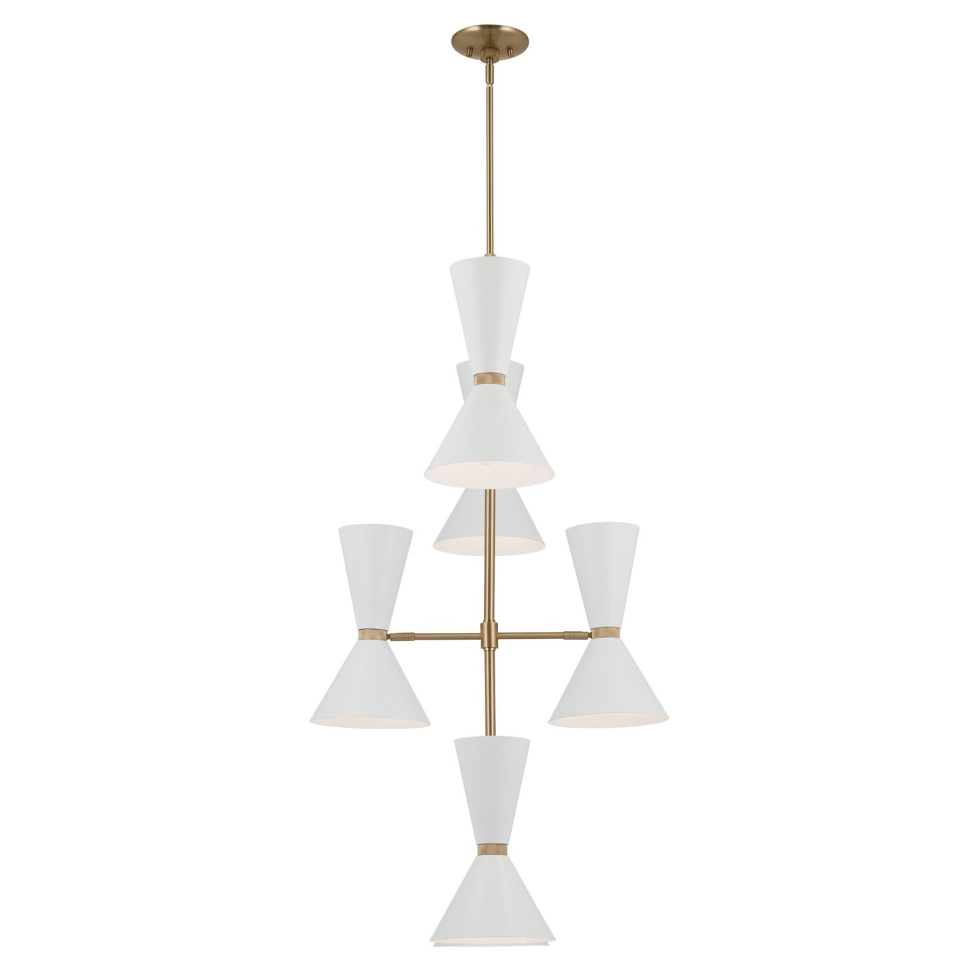 Phix 33" 12-Light Foyer Chandelier, Champagne Bronze & White Finish - Bees Lighting