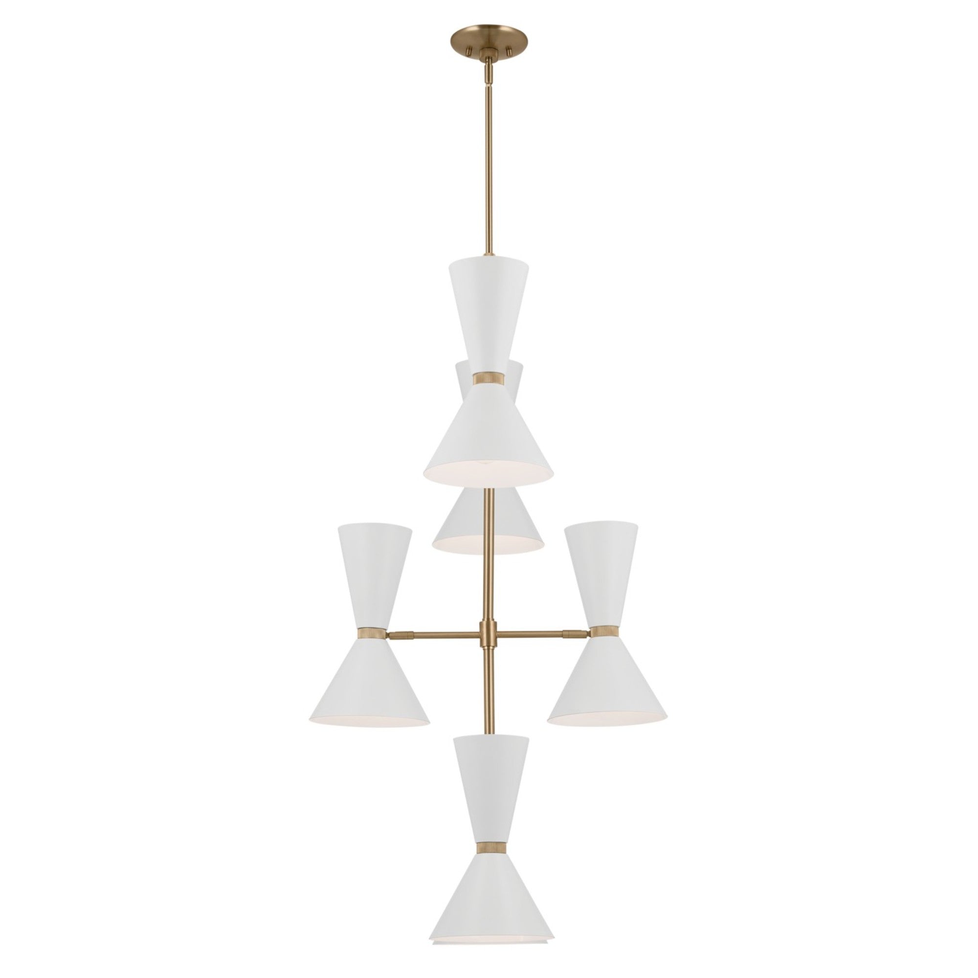 Phix 33" 12-Light Foyer Chandelier, Champagne Bronze & White Finish - Bees Lighting