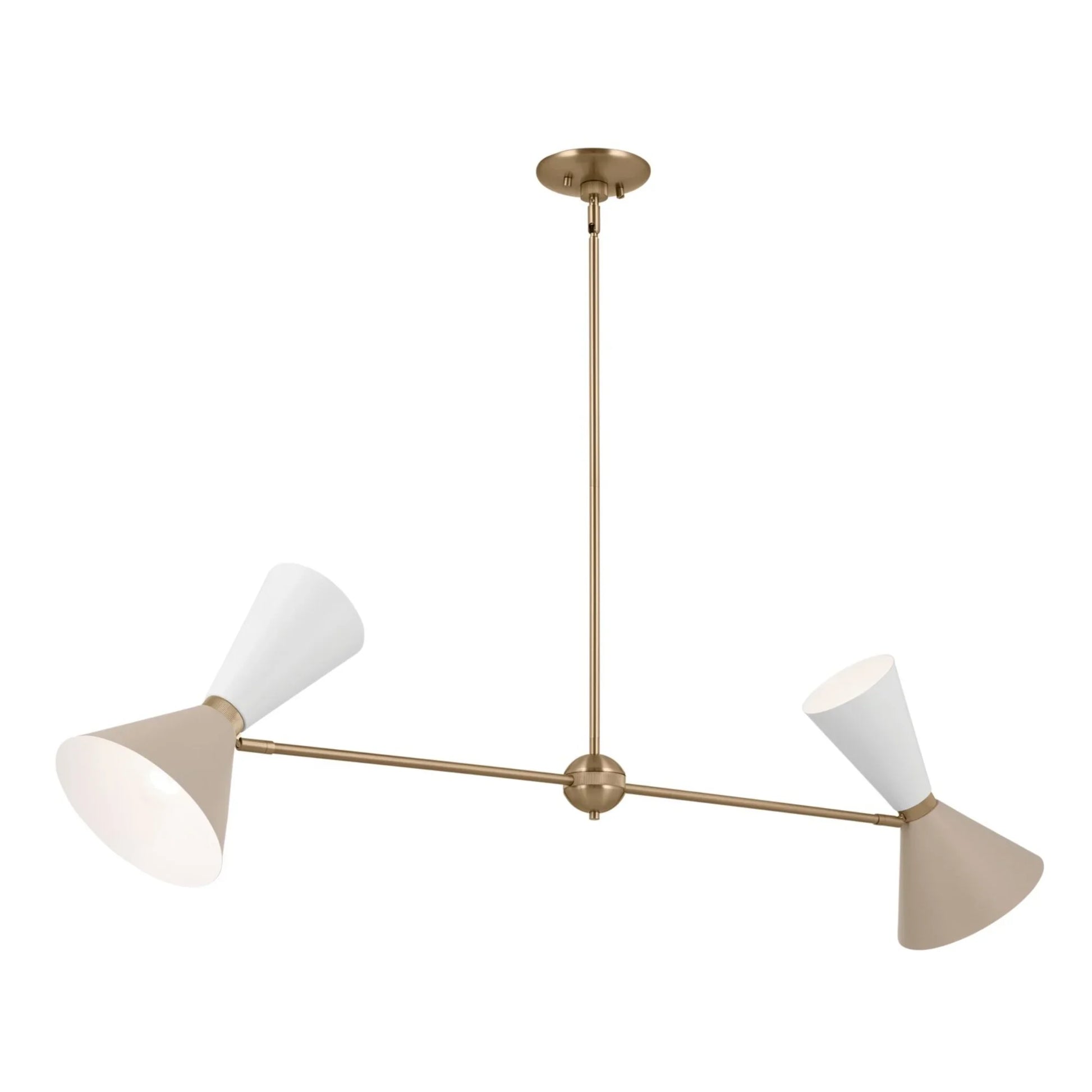 Phix 48" 4-Light Linear Chandelier, Champagne Bronze & Greige Finish - Bees Lighting