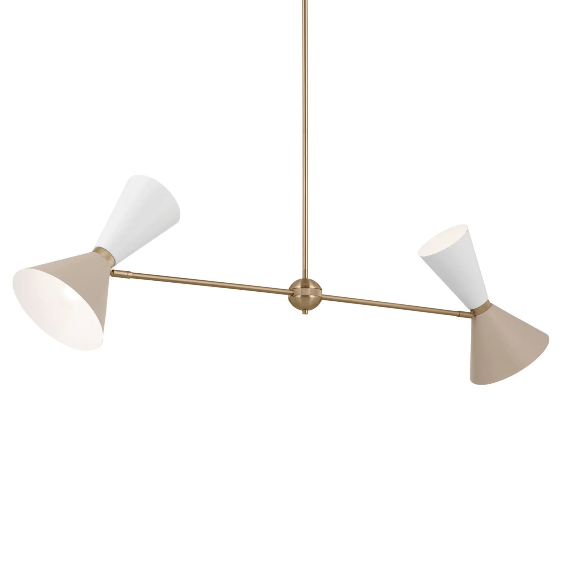 Phix 48" 4-Light Linear Chandelier, Champagne Bronze & Greige Finish - Bees Lighting