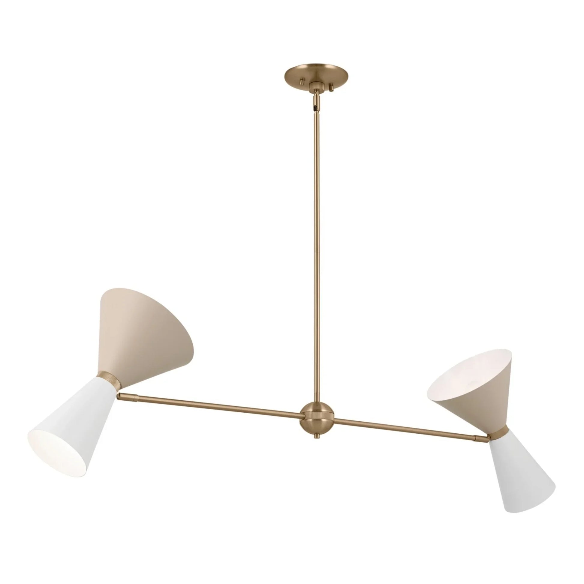 Phix 48" 4-Light Linear Chandelier, Champagne Bronze & Greige Finish - Bees Lighting