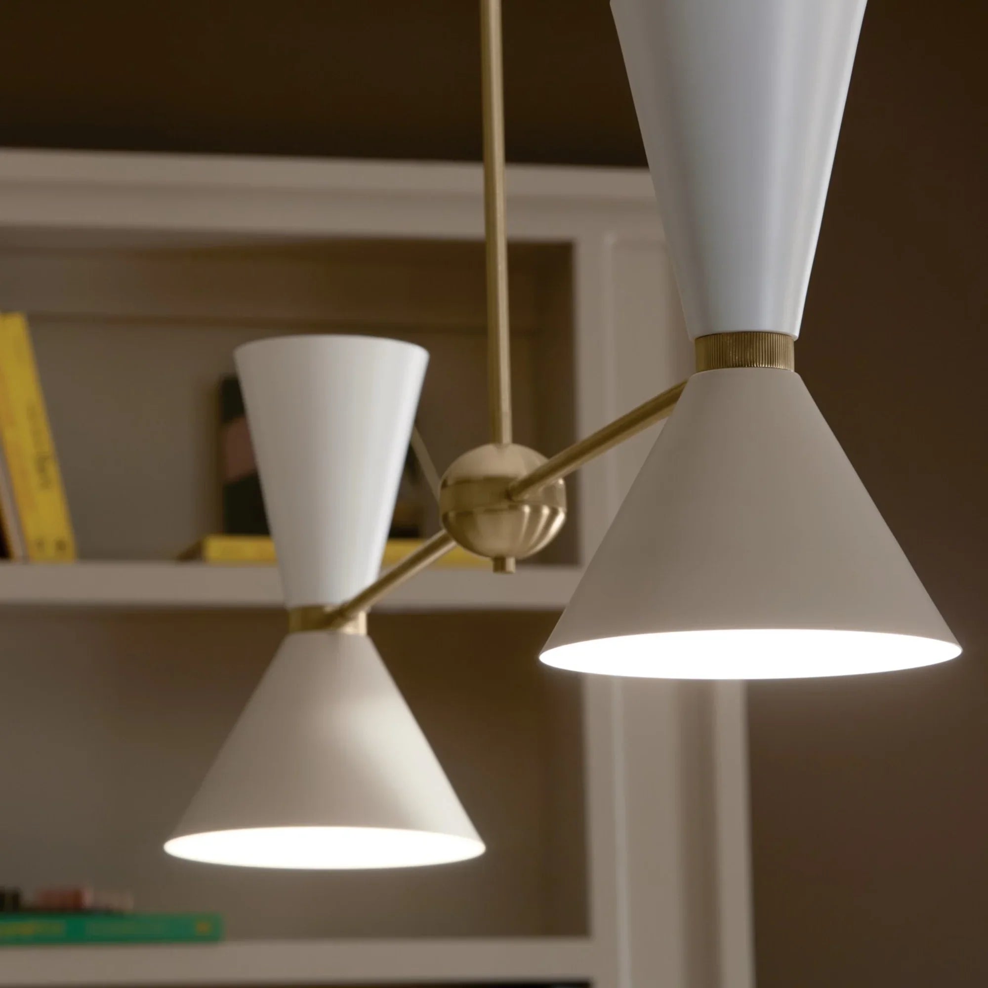 Phix 48" 4-Light Linear Chandelier, Champagne Bronze & Greige Finish - Bees Lighting