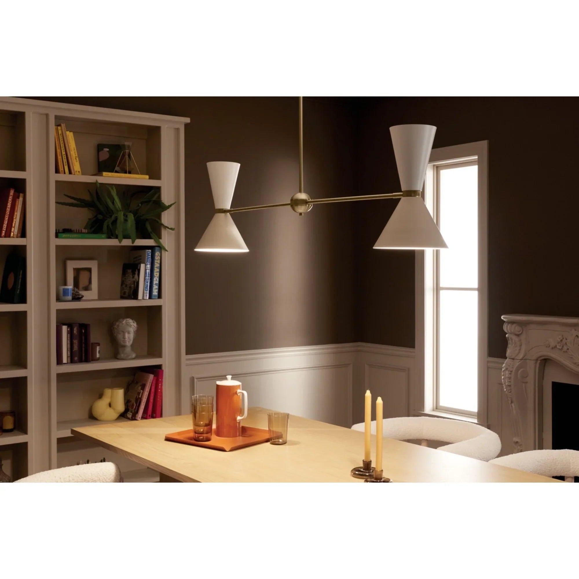 Phix 48" 4-Light Linear Chandelier, Champagne Bronze & Greige Finish - Bees Lighting