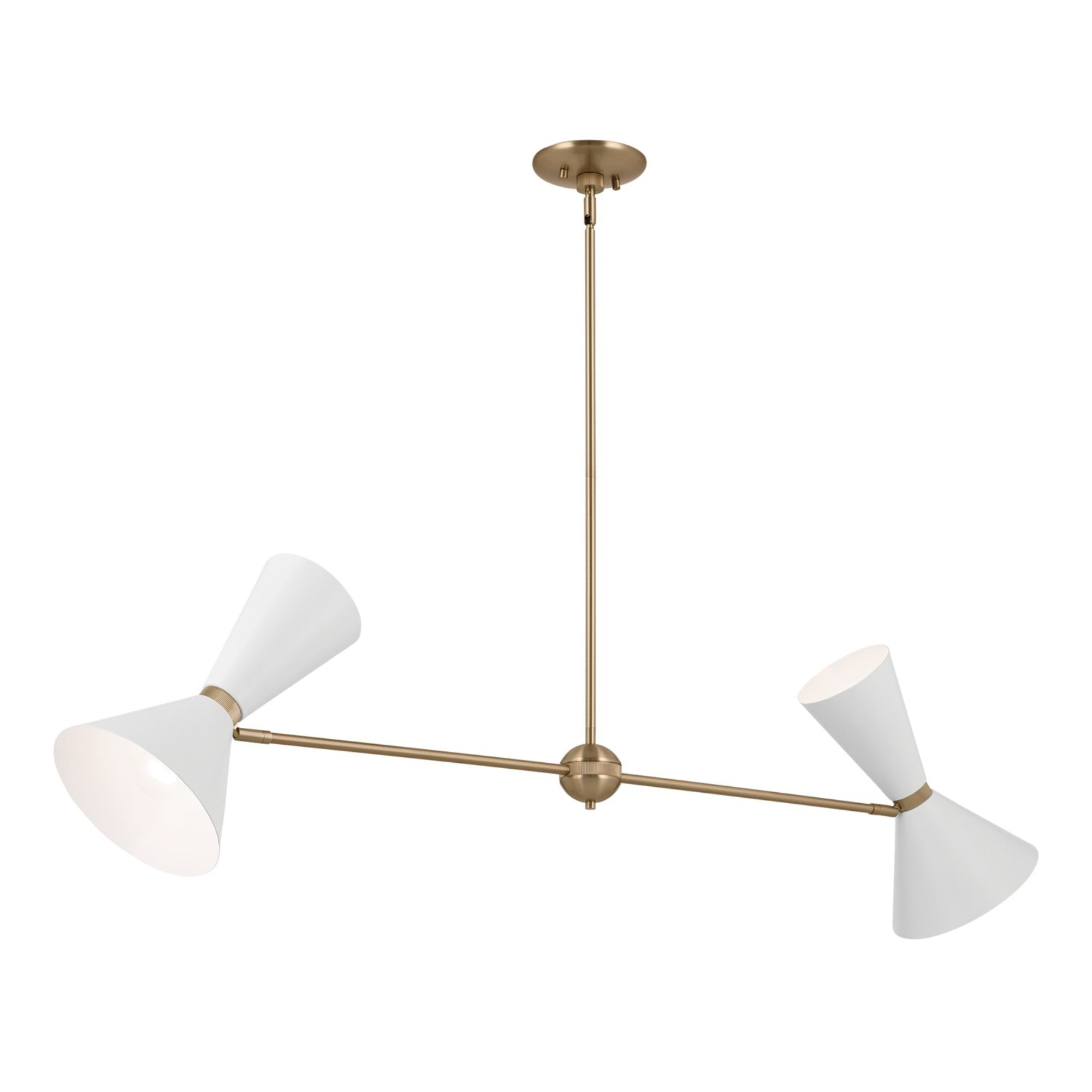 Phix 48" 4-Light Linear Chandelier, Champagne Bronze & White Finish - Bees Lighting