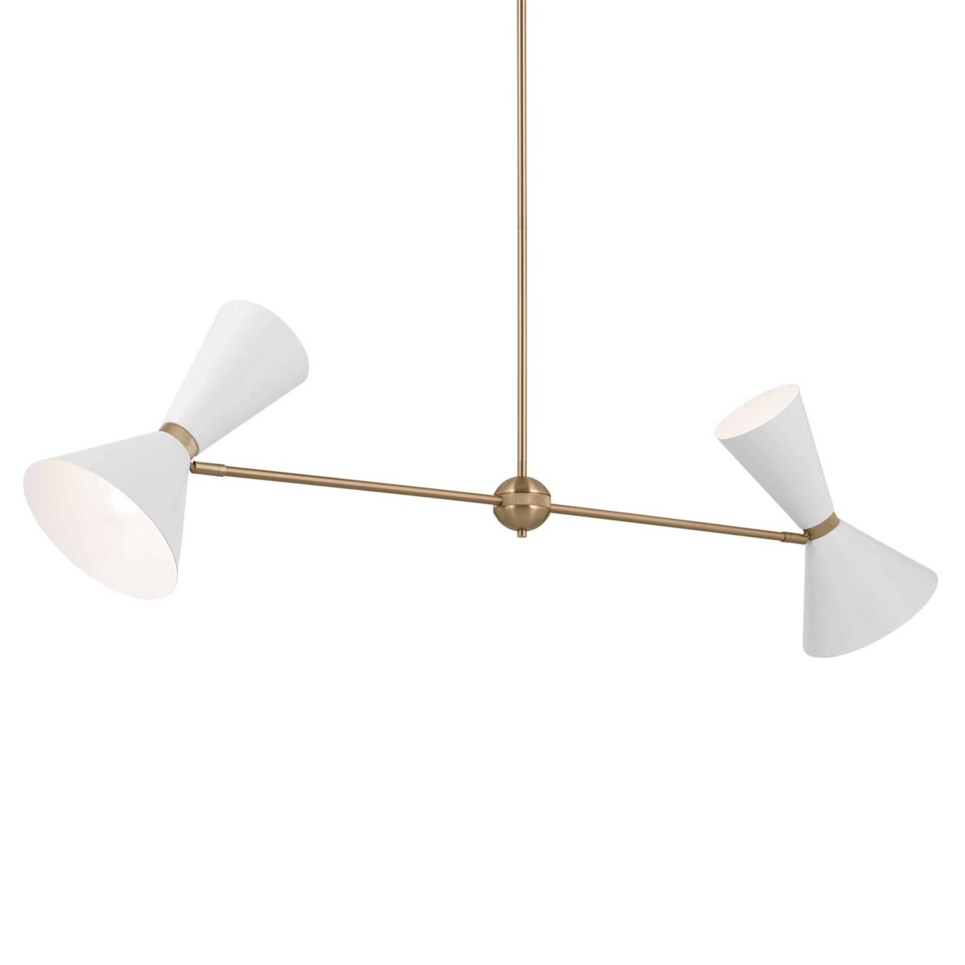 Phix 48" 4-Light Linear Chandelier, Champagne Bronze & White Finish - Bees Lighting